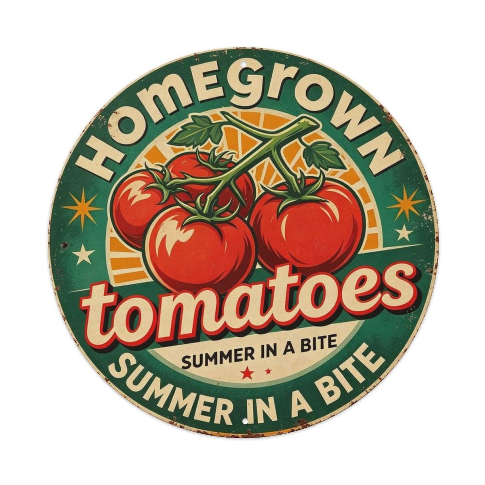Homegrown Tomatoes Metal Tin Sign Plaque