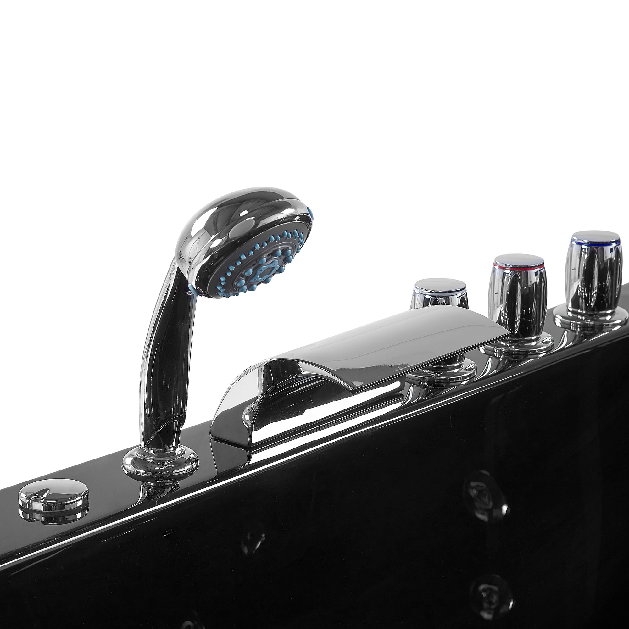 Whirlwanne Badewanne Schwarz Rechts Sanitäracryl mit LED 158 cm x 113 cm Paradiso