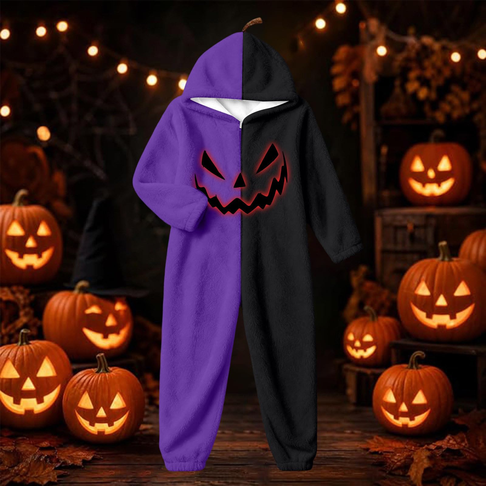 Ganzkörper Pyjama Kostüm Frauen Halloween Herren Werwolf Faschingskostüme Damen Lustige Kostüme Ganzkörperanzug Onesie Lustiges Cosplay Witzig Große Größen Warm Für Erwachsene Karneval Halloween-Kostü