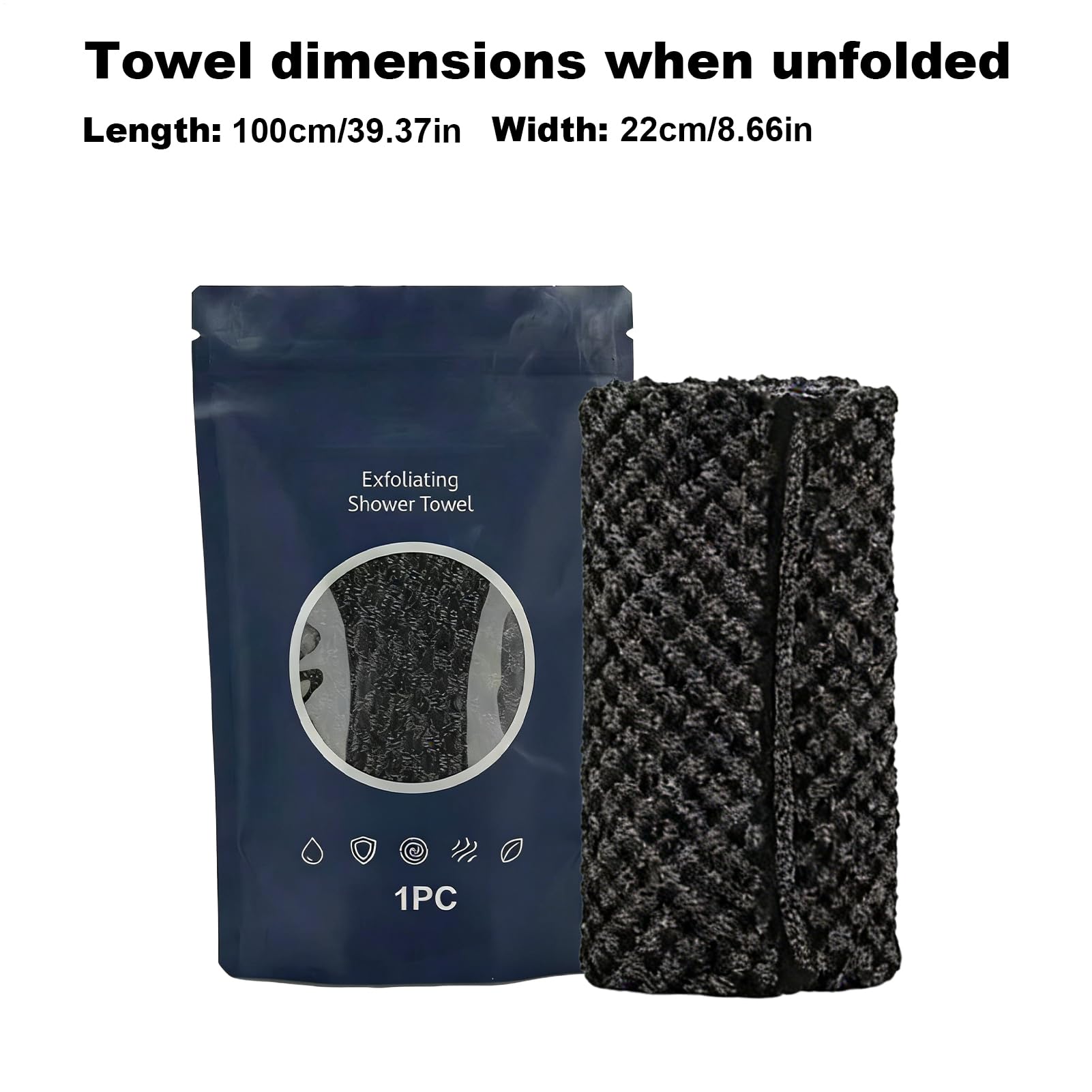 Toalla de ducha de secado rápido, paño para, arandela trasera de 8.66 x 39.37 pulgadas con limpieza profunda, correa de baño de fibra transpirable, toalla de limpieza corporal con exfolia