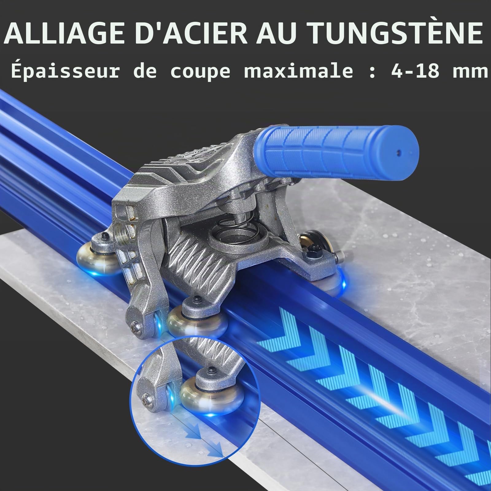 2.0m Coupe-Carrelage Manuel Précision Pour Céramique & Porcelaine Grand Format, Tête Alliage Tungstène, Utilisation À Une Main, Séparateur Et Guides Précision