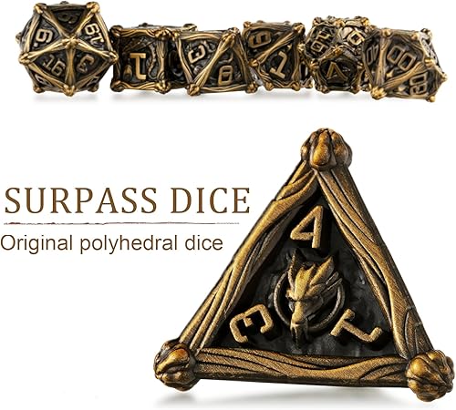 Miniatura 5 de DND - Juego de dados poliédricos, juego de dados de metal, 7 piezas de dados para juegos de rol para Calabozos y Dragones, juego de dados RPG MTG