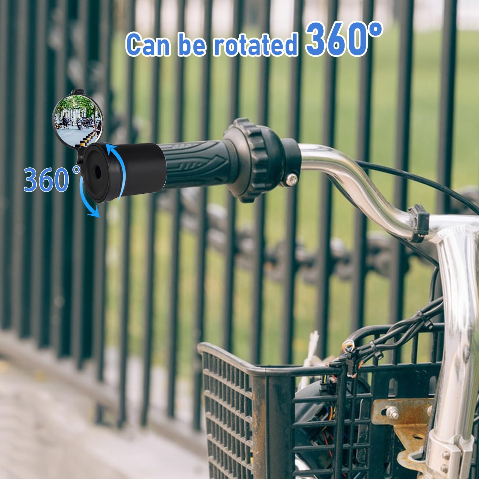 2Pcs 360° Rotatable Bike Mirror for Handlebars - Handlebar End Wheel Mini Rear View Acrylic Universal Bicycle Mirror for Mountain Bike - Image 3