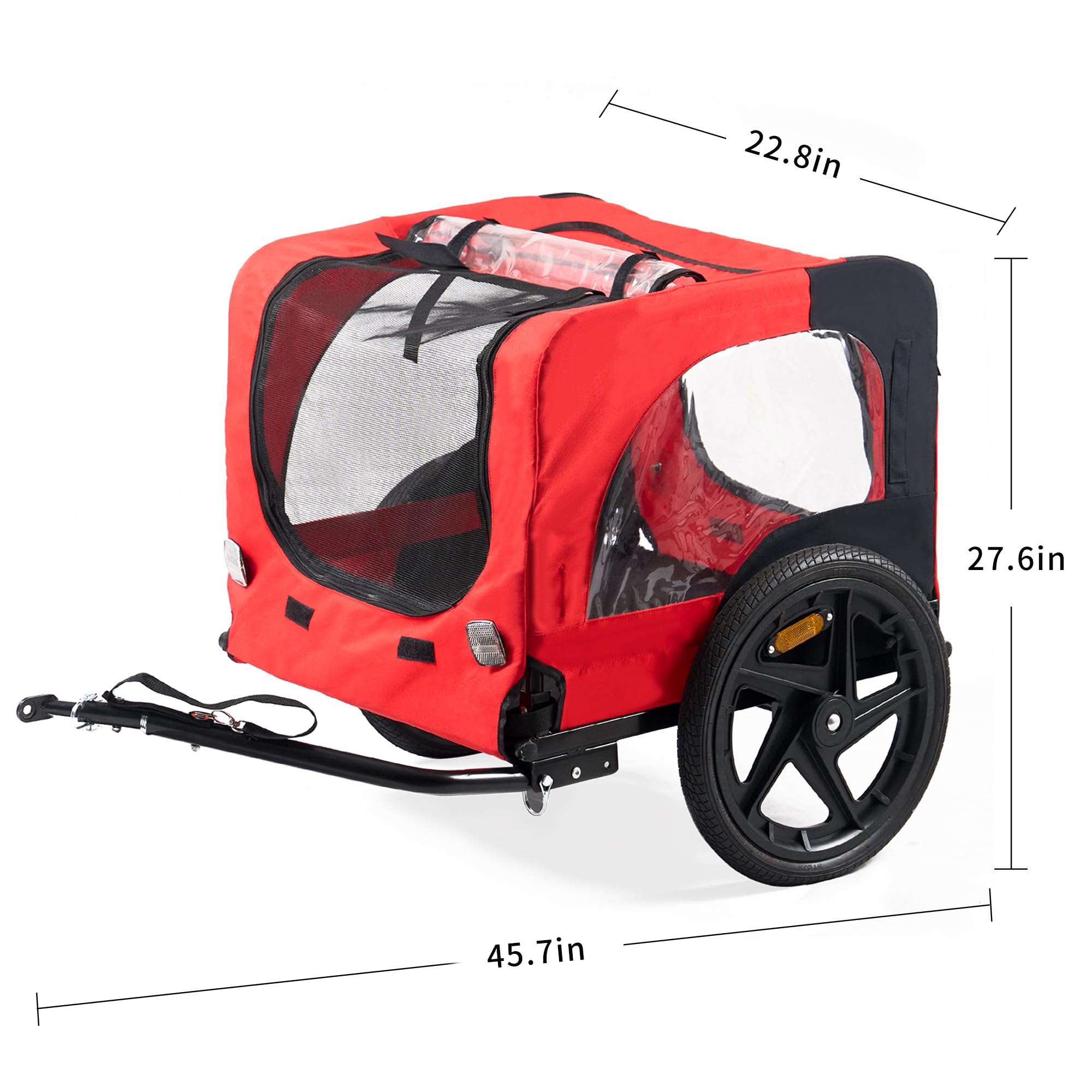 Remolque para bicicleta para perros, con resorte, incluye bandera, adecuado para perros grandes y medianos