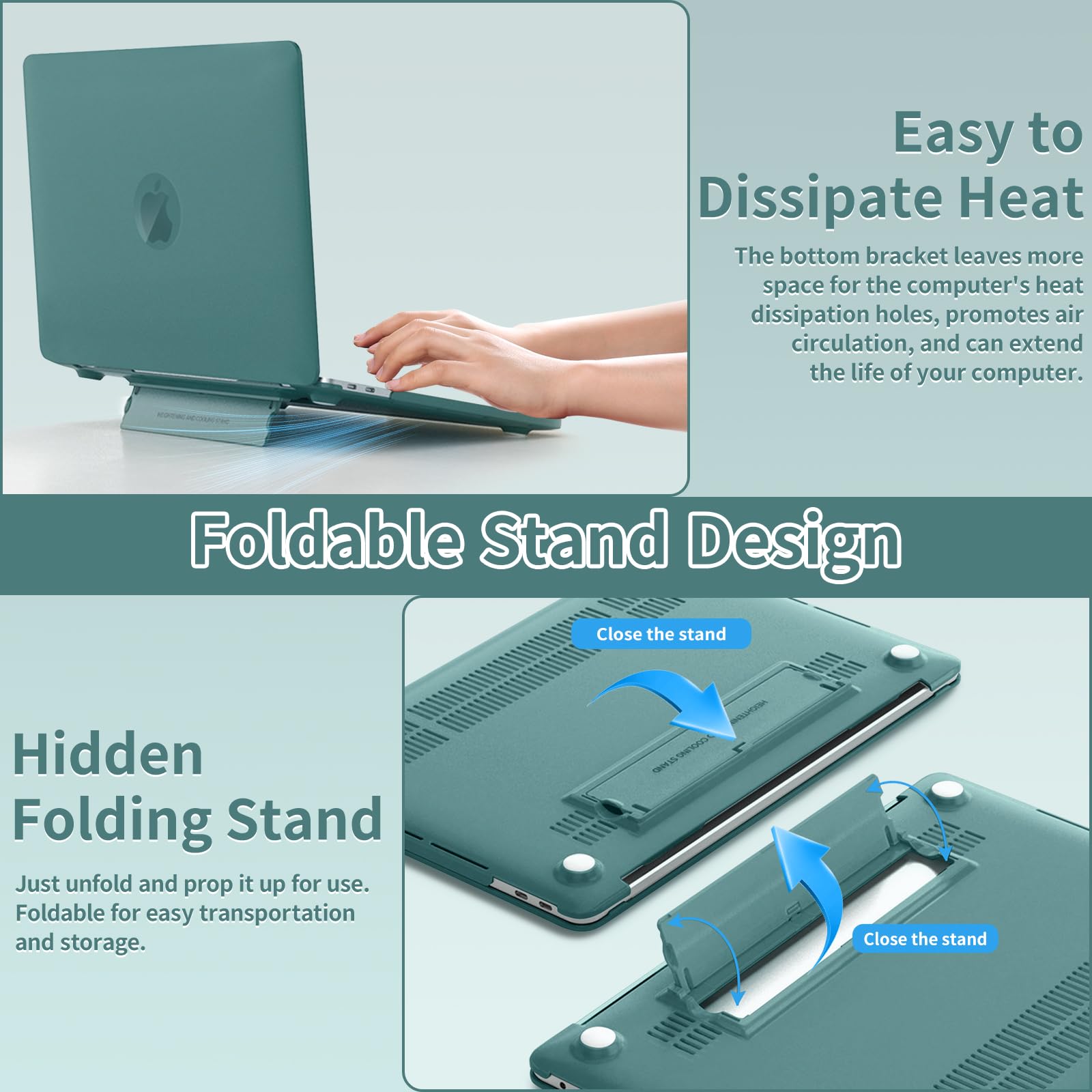 Custodia Compatibile con MacBook Pro 14 Pollici M5 M4 M3 M2 M1 Pro/Max (2026-2021) A3426 A3427 A3434, con Supporto Funzione Plastica Protezione Cover, Custodie Rigide (Verde)