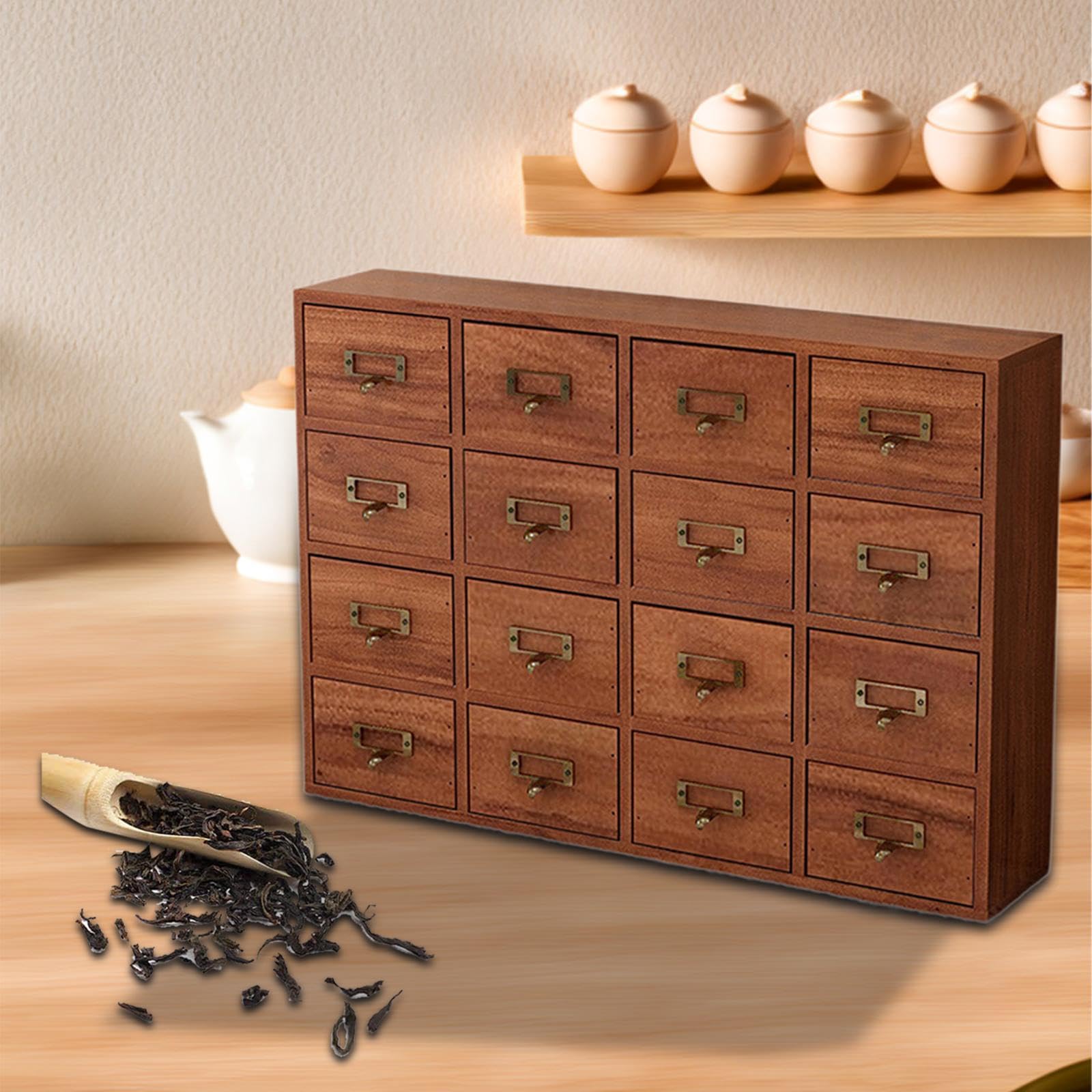 Organizer da Scrivania Cassettiera in Legno Scatola Portaoggetti Rettangolare Stile Classico per Gioielli tè E Oggetti Vari Adatta per Ufficio