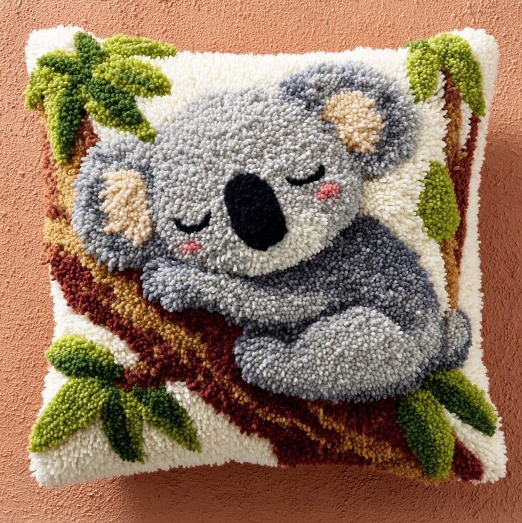 WallustrioaW Latch Hook Kit 43x43cm,Koala Animals