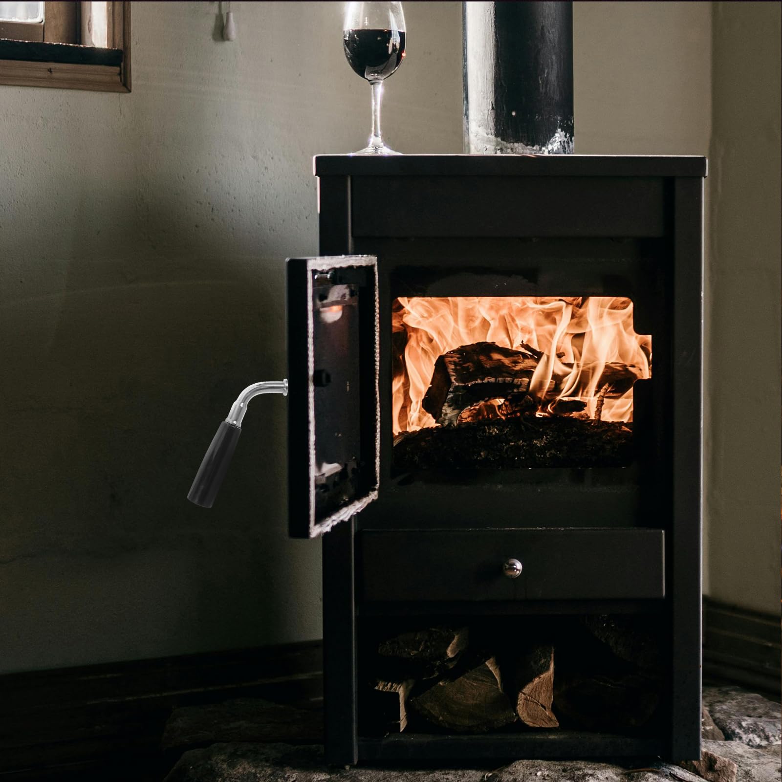 Manija de Puerta de Chimenea Resistente al Calor 16x10x2.5 Cm Metálica Antideslizante para Estufa de Leña, Horno, Caldera y Fogata – Accesorio para Repuesto de Hogar