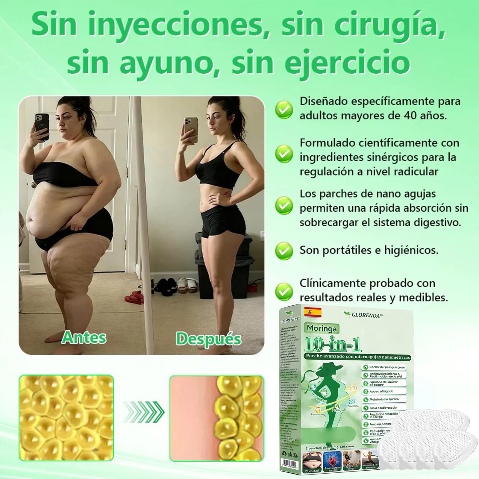 GLORENDA Moringa NAD+ Parche 10-en-1, GLORENDA Parches, para hombres y mujeres (2 Caja) - 2
