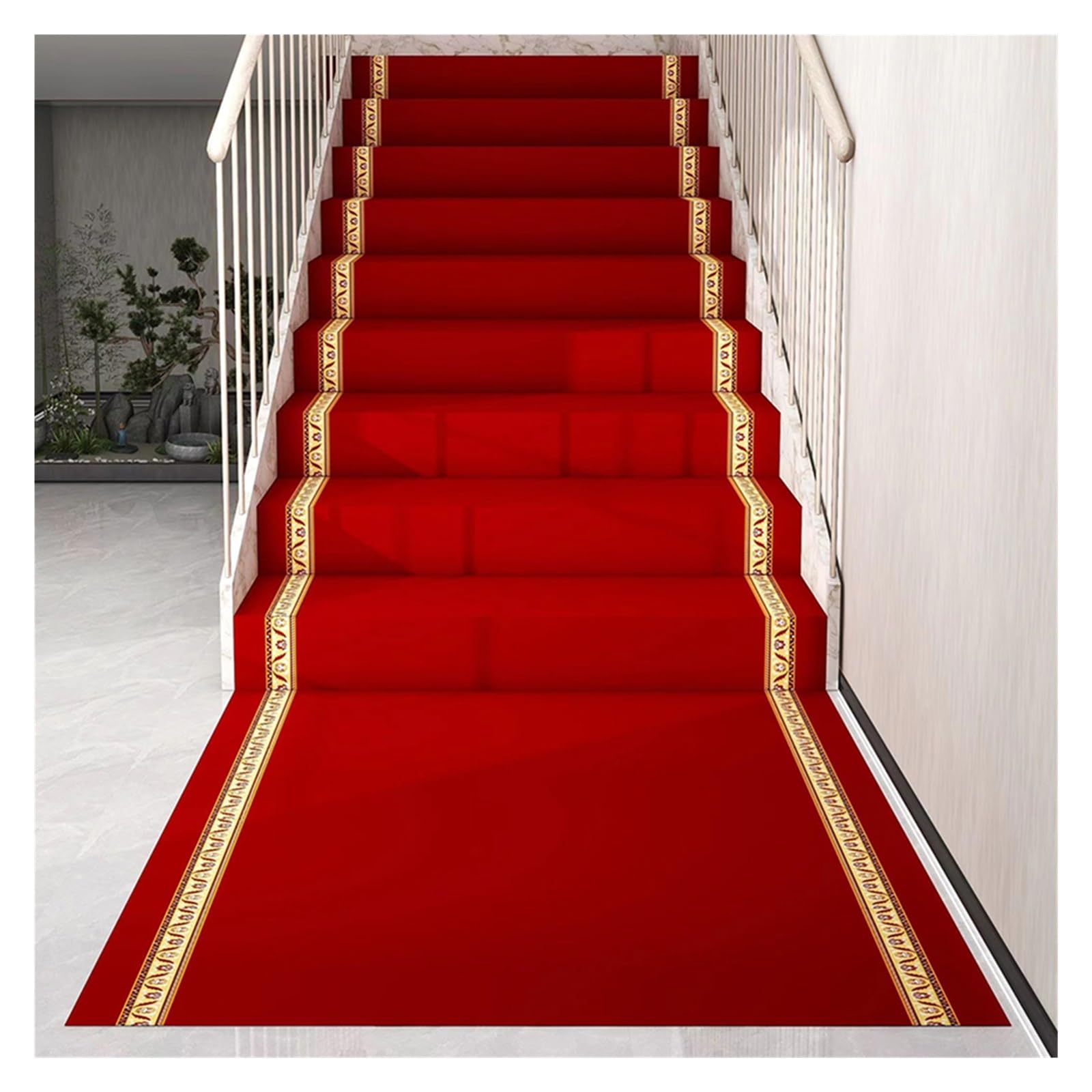 Alfombra de escaleras roja de 1,5x6m antideslizante y autoadhesiva para seguridad en casa