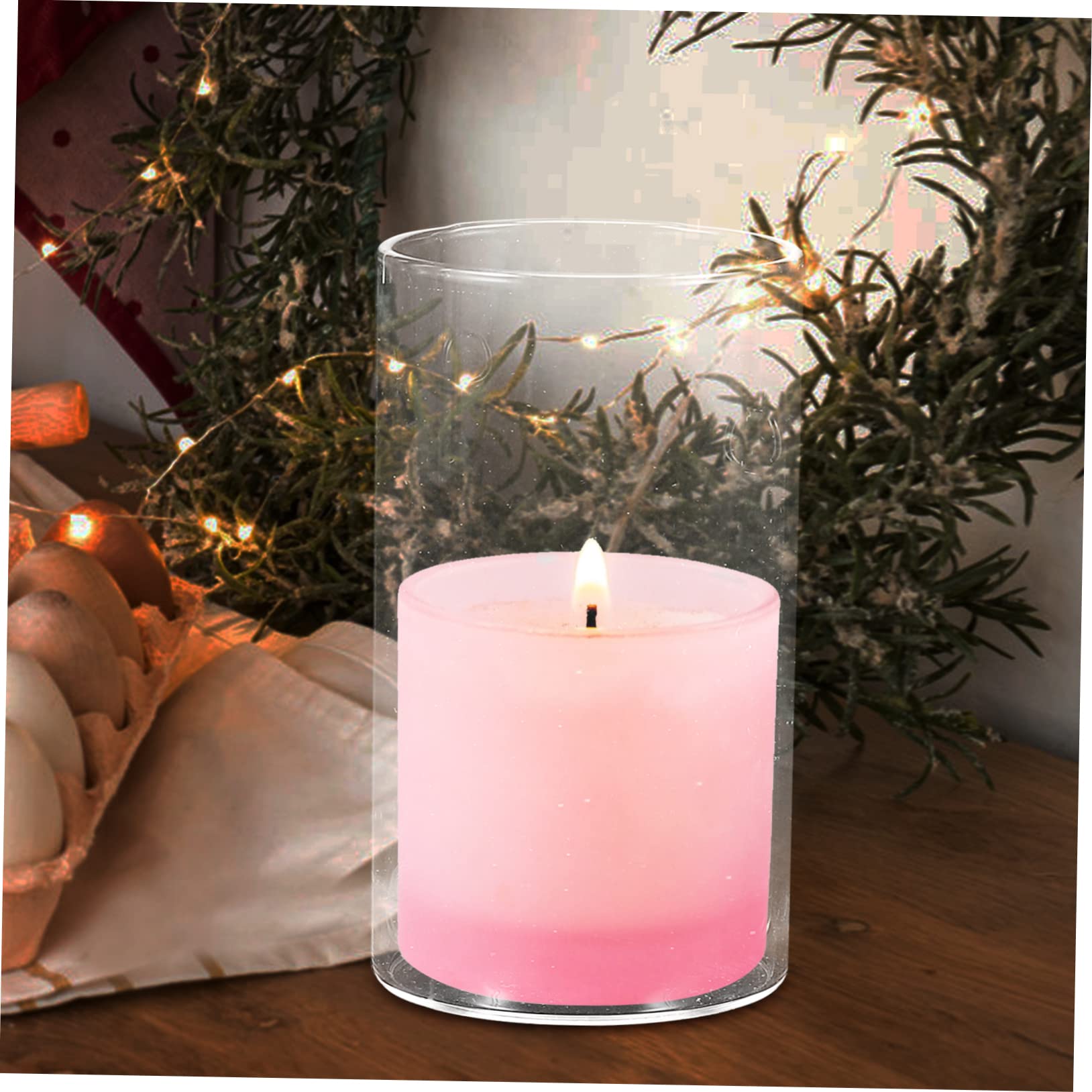 Ciieeo 4Pcs Glass Candle Holders Windproof Cylinder Shade for Pillar Candles Decor for Weddings Parties and Everyday Use and Design