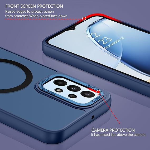GUAGUA for Samsung Galaxy A23 Case Compatible with MagSafe Magnetic Cases Slim Translucent Matte Skin Feeling Shockproof Protective Anti-Scratch Phone Case for Samsung Galaxy A23 5G/4G, Blue