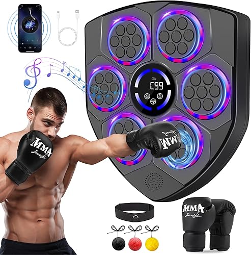 Miniatura 7 de Smart Music Boxing Machine for Adults and Kids, Bluetooth Boxing Equipment with Boxing Gloves, Wall Mounted Electronic Punching Machine for Home Gym