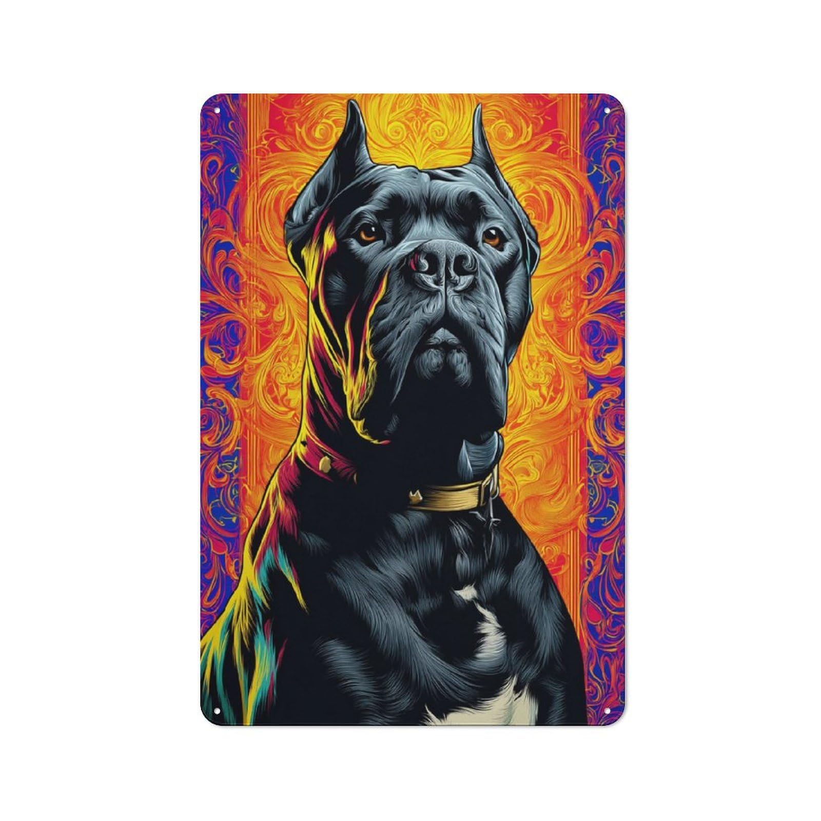 Junmoney Colorful Abstract Dog Portrait -24 Printed Metal Sign, Clean Printed Wall Decor For City Themed Room, Study Or Gallery Wall, 30X20cm