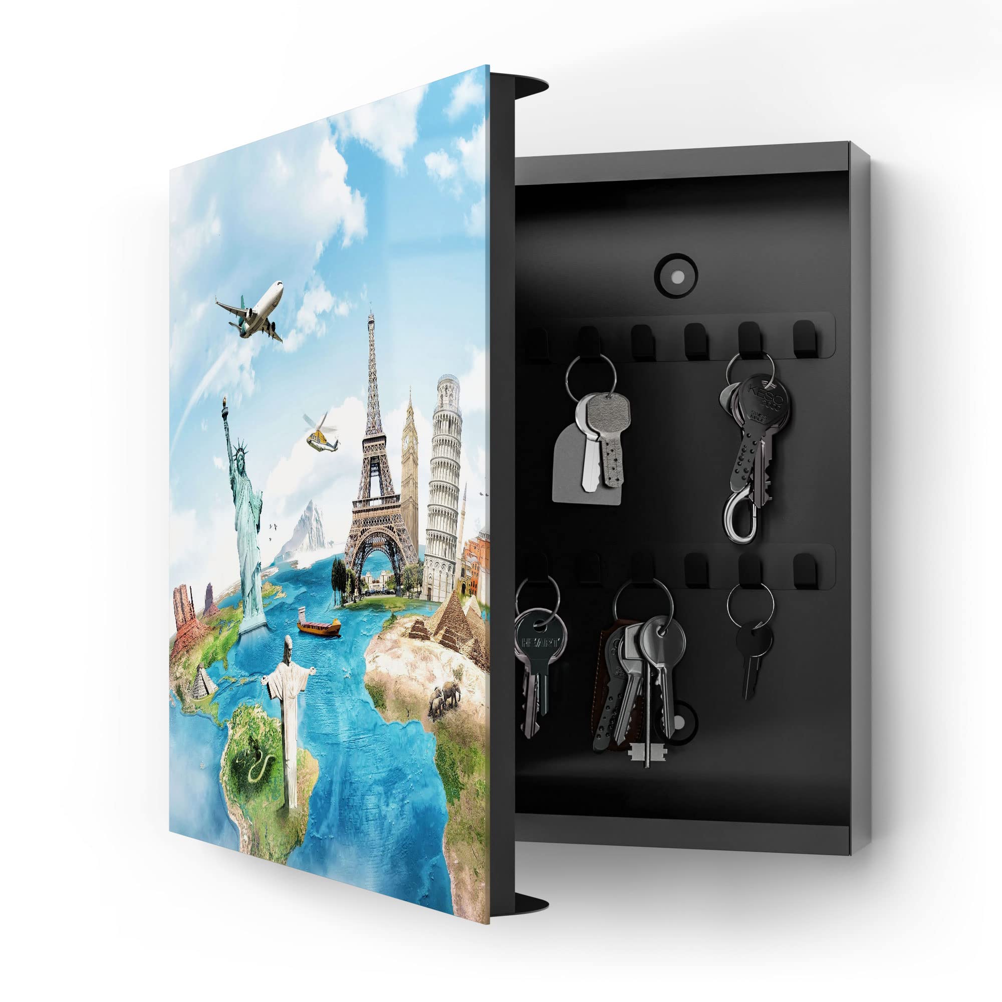 Cassetta Portachiavi Magnetica DEQORI - Vetro 30x30cm Con Gatti E Luna - 50 Ganci + Magnetì - Scrivibile E Moderna - Foto 11