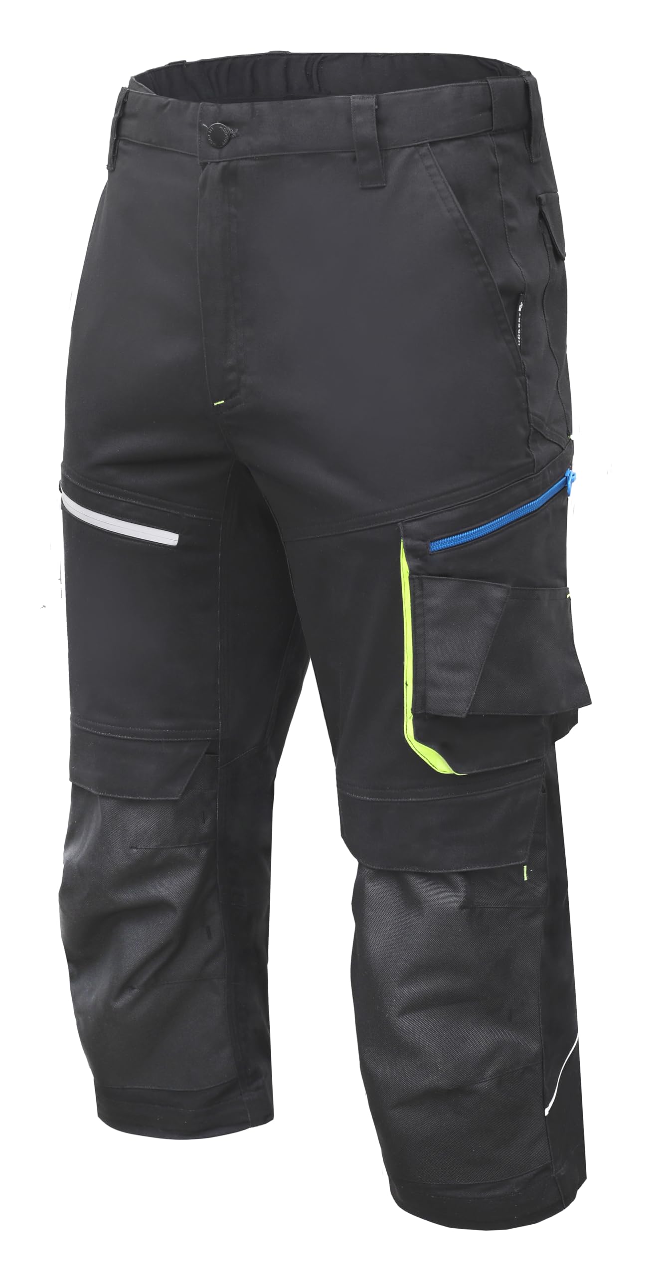 Högert Technik - Reetz elastische 3/4 Schutzhose schwarz |Twill-Gewebe | Shorts mit Taschen | Herren Kurz Arbeitshose | Arbeitsshorts Arbeitshosen Männer | EN ISO 13688