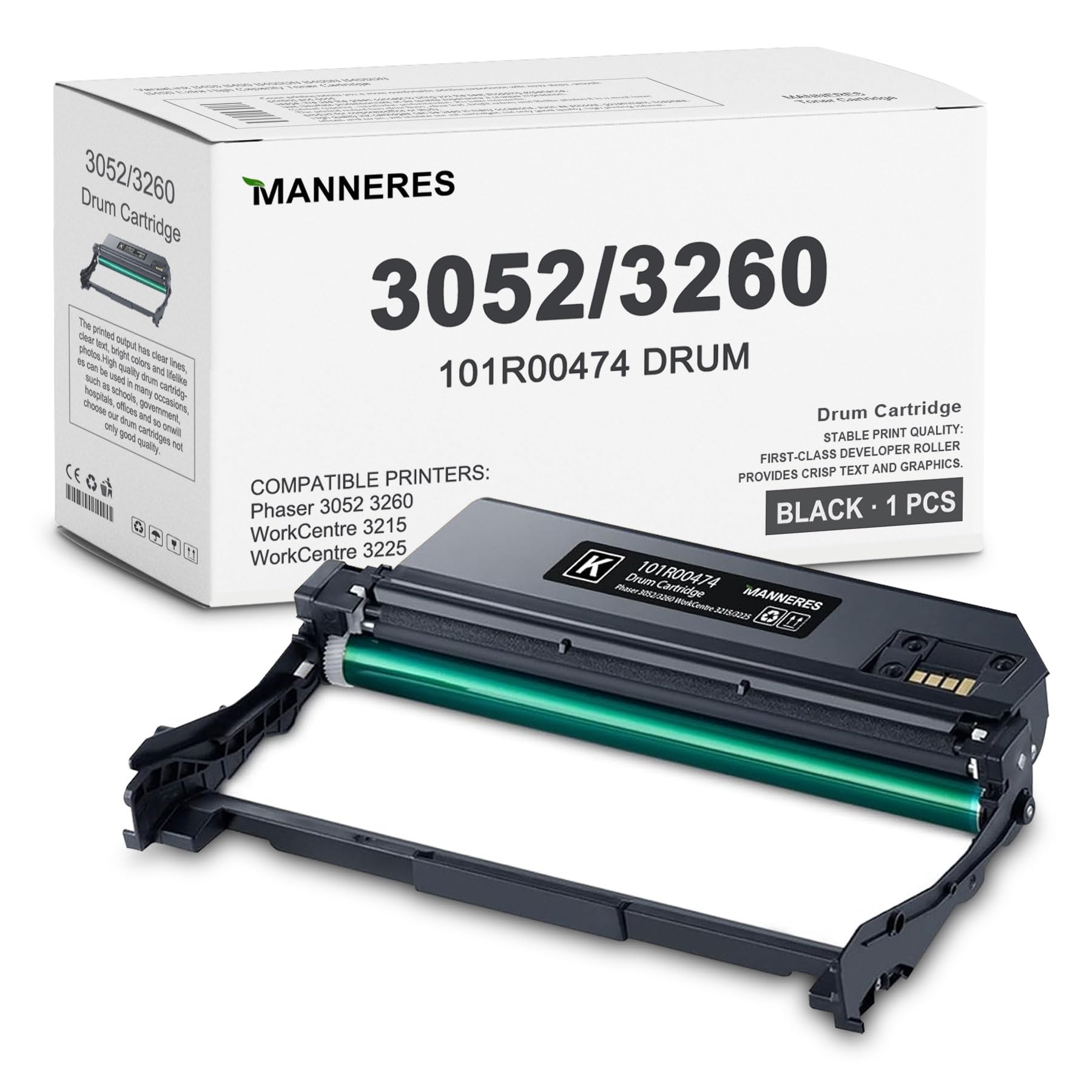 Phaser 3052/3260 WorkCentre 3215/3225 Drum Cartridge (1-Pack, Black): 101R00474 Drum Unit Replacement for Xerox Phaser 3052 3260 WorkCentre 3215 3225 Printer, 10,000 Pages