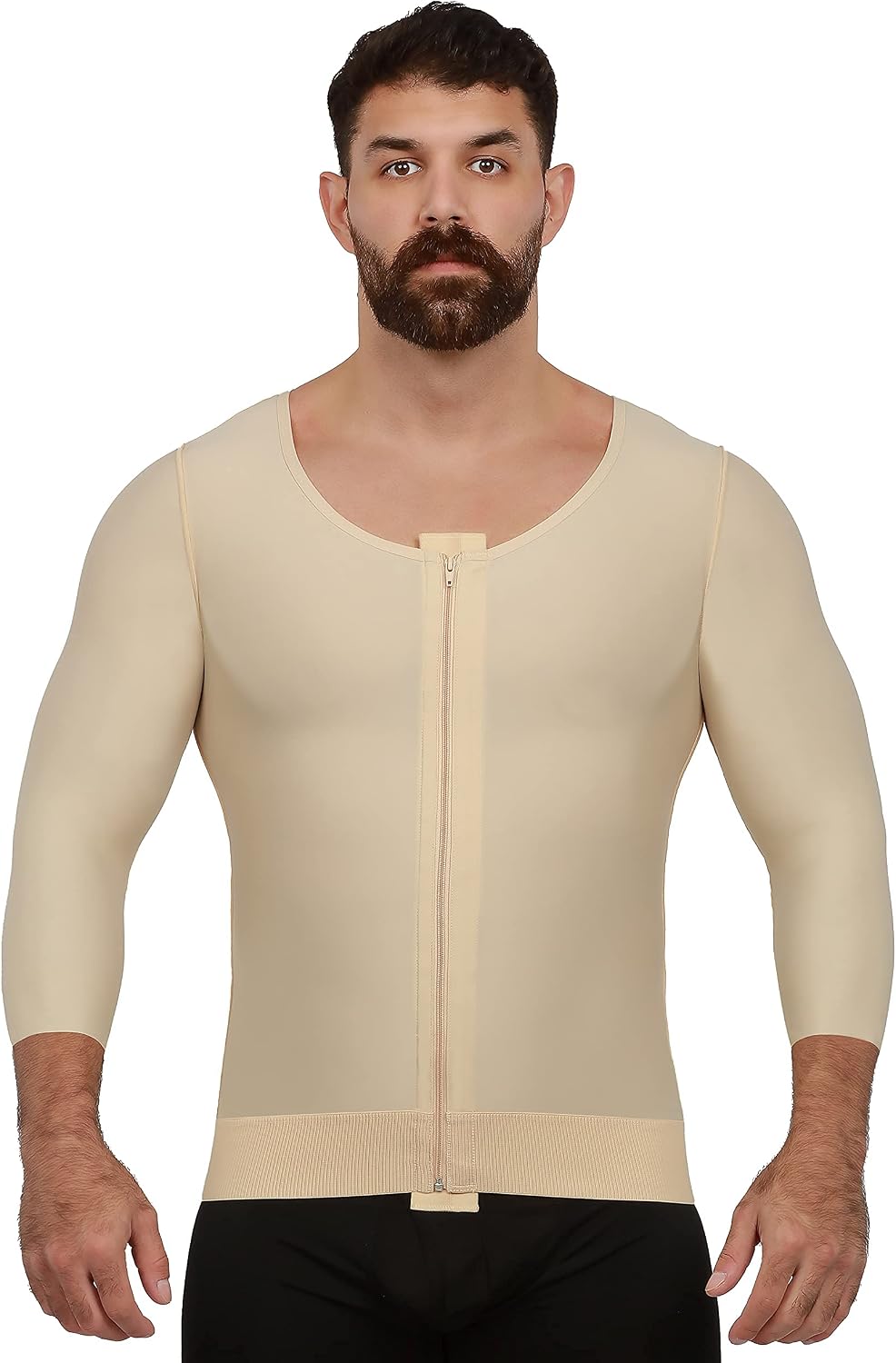 Isavela Male Mid Sleeve (3/4) Abdominal Cosmetic Surgery Compression Vest w/Zipper (MG06-MS)