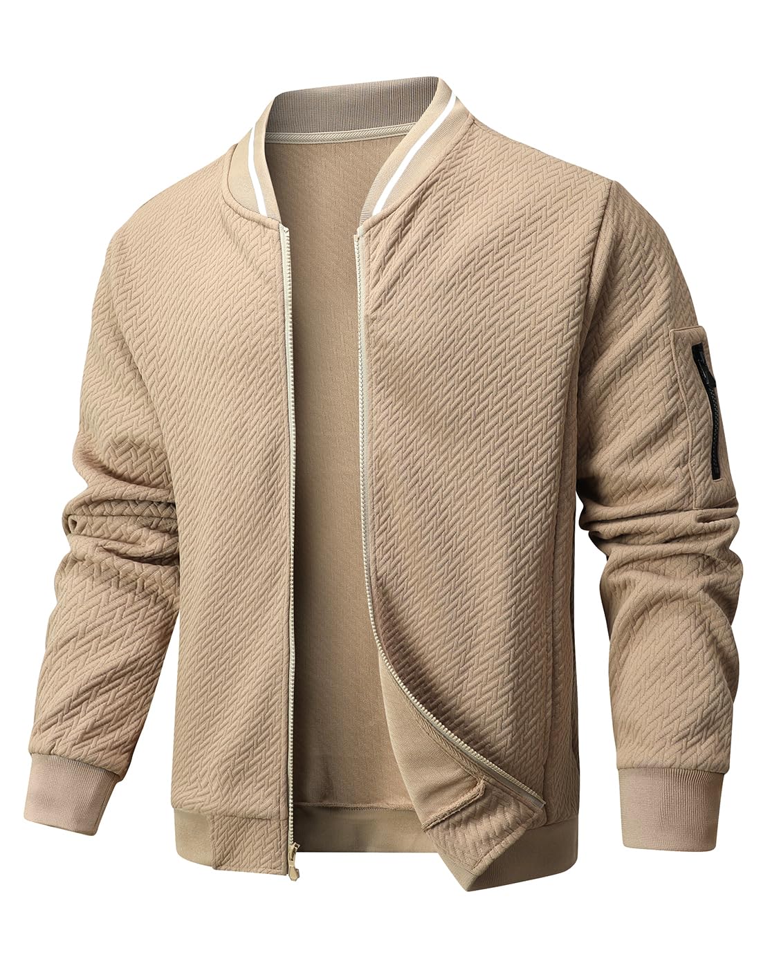 Wizoat Mens Casual Jacket Loose Fit Lightweight Jacket Varsity Bomber Jacket with Zipper