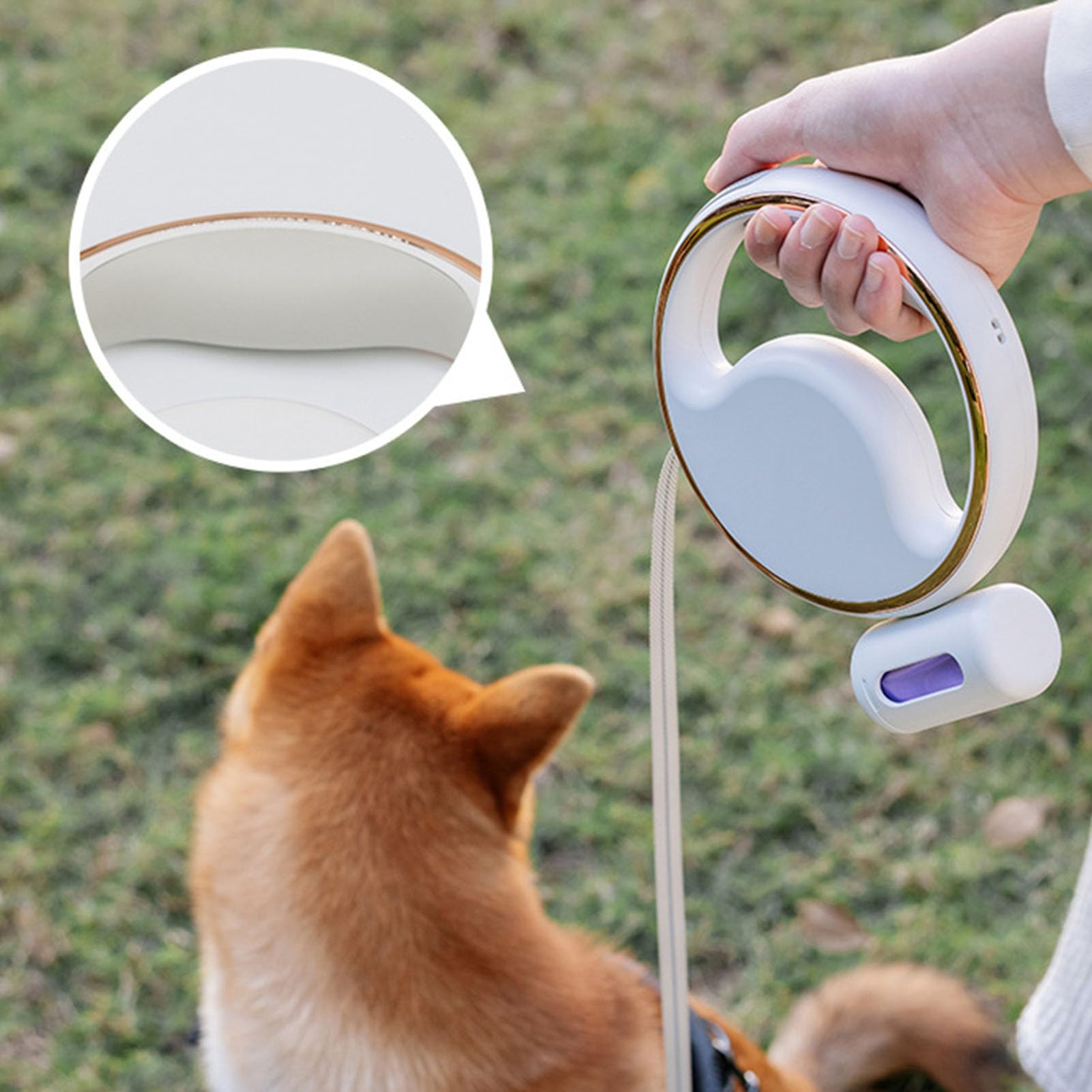 Laisse rétractable pour Animaux de Compagnie avec lumière LED sûre, Corde de Marche Automatique pour Animaux de Compagnie avec Distributeur de Sacs poubelles pour Chiens