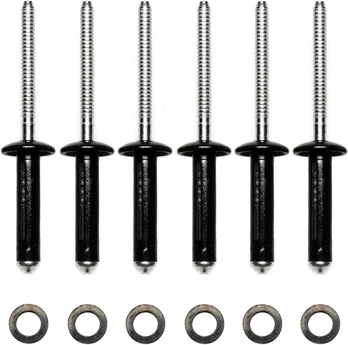 H2o Kayaks Black Anodized Tri Fold Rivets With Neoprene Gasket (Pack of