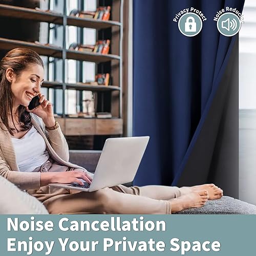 Miniatura 5 de BGment - Cortinas con aislamiento térmico para habitación, 100 % opacas, con forro negro, cortina de doble capa con ojales, reduce el ruido (52 x 63