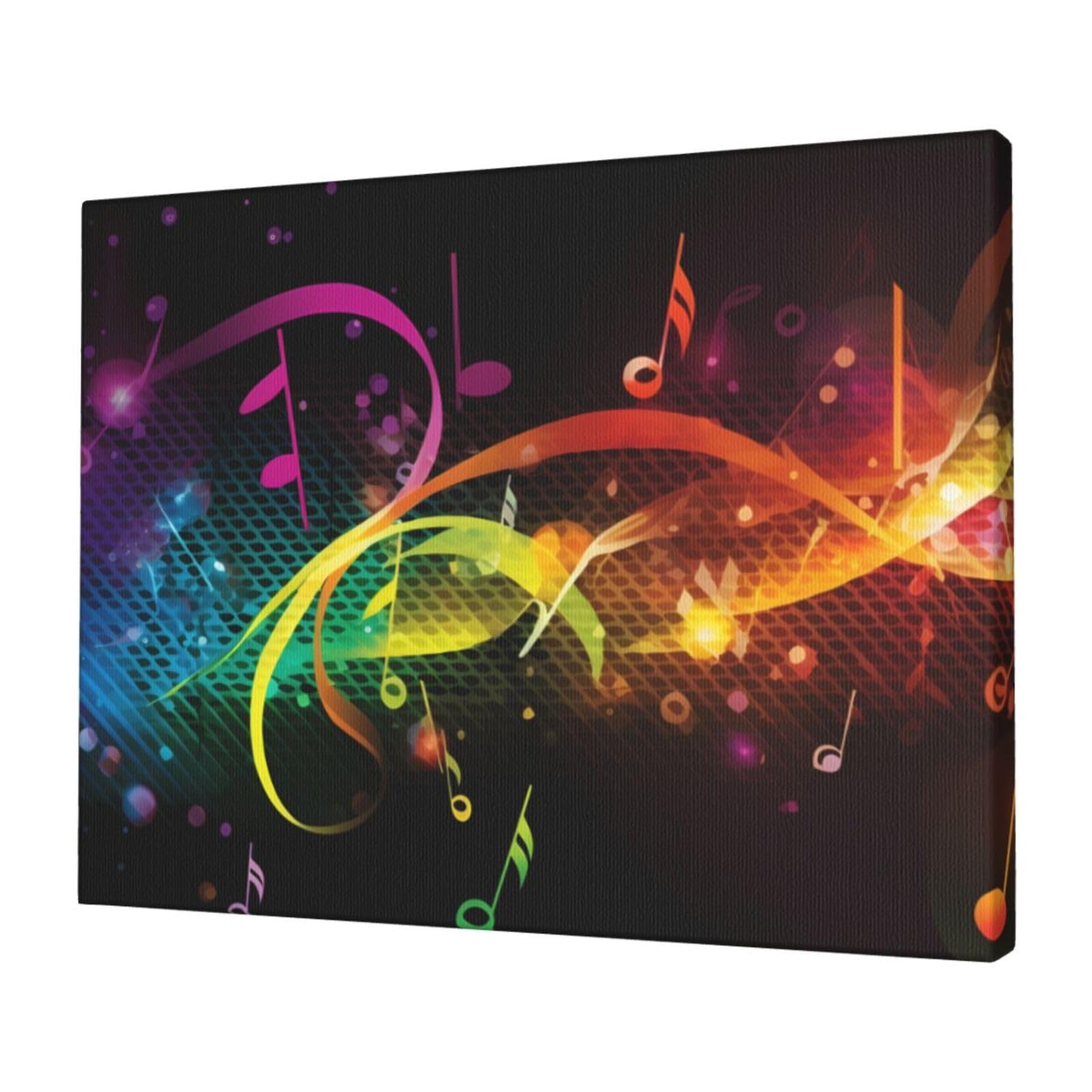 KLOPH Colorful Music Notes Canvas Wall Art for Living Room 12"x16" Modern Artwork Painting for Bathroom Hanging Canvas Prints Aesthetic Wallart for Bedroom Kitchen Office Wall Decor