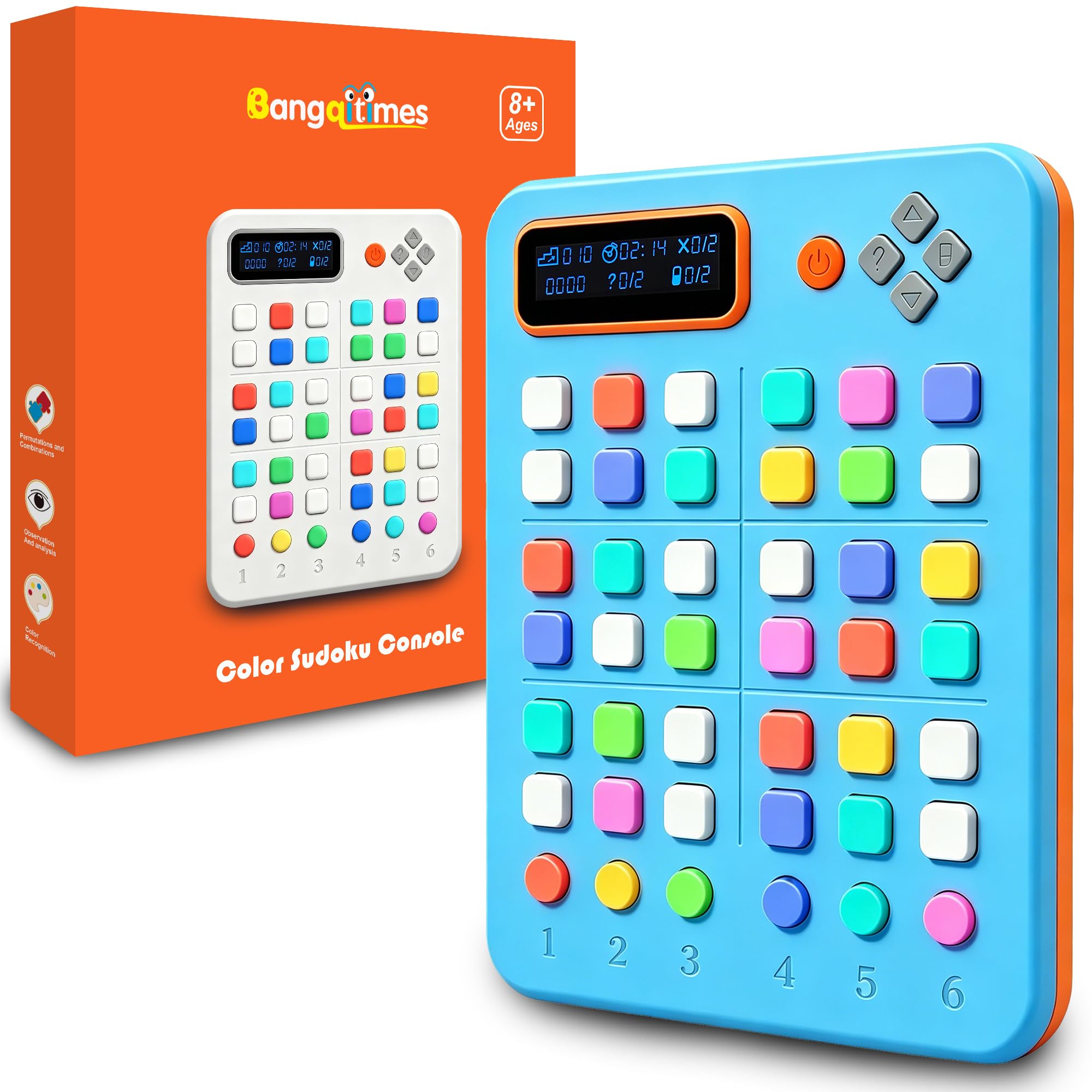 Bangqitimes Color Sudoku Console, Blue Electronic Sudoku Game (Blue-Orange) | Handheld Tr…