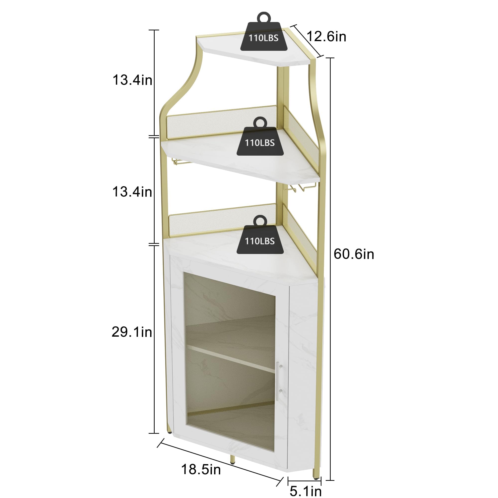 GarveeLife Armoire à Vin d'angle avec Casier à Bouteilles Amovible, Armoire Bar d'angle à 5 Niveaux avec Porte Coulissante Et Porte-Verres, Buffet De Style Fermier Et Bar d'Intérieur, Brun Rustique