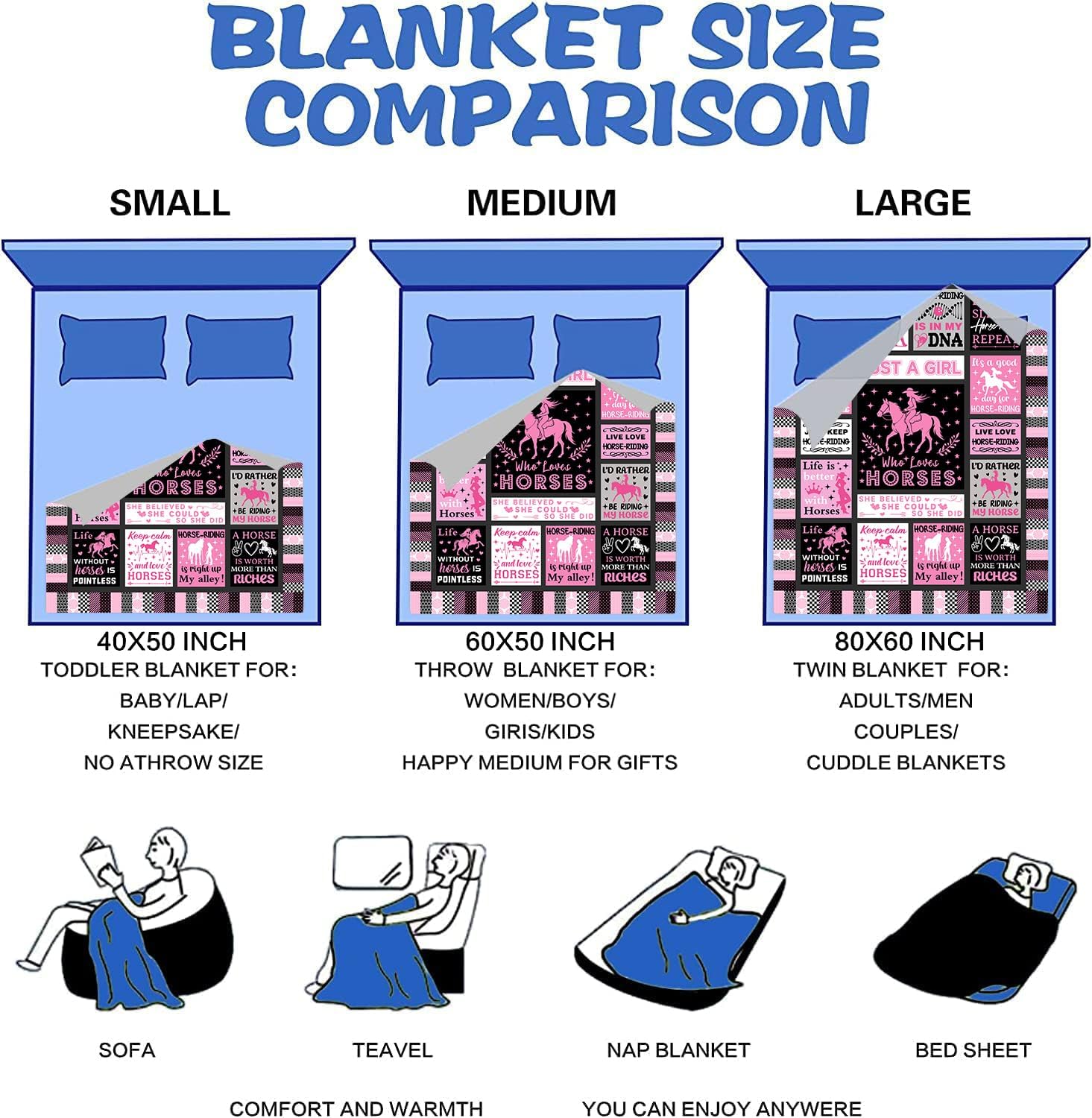 Horse Blanket Equestrian Gifts for Girls Women,Horses Plush Stuff Western Horses Throw Blankets,Horse Lovers Gift for Kids Teenage Girls 50"X40" - Image 7