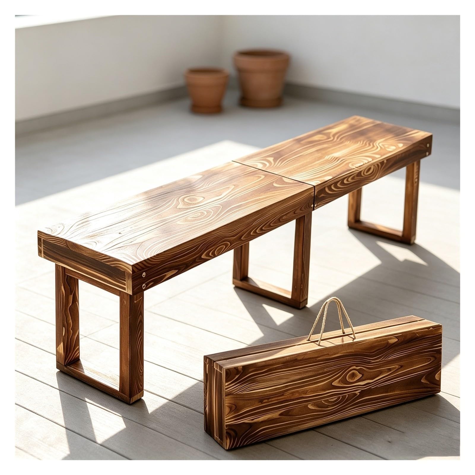 180 X 28 43 Cm Banco Plegable de Madera Maciza Portátil Jardín