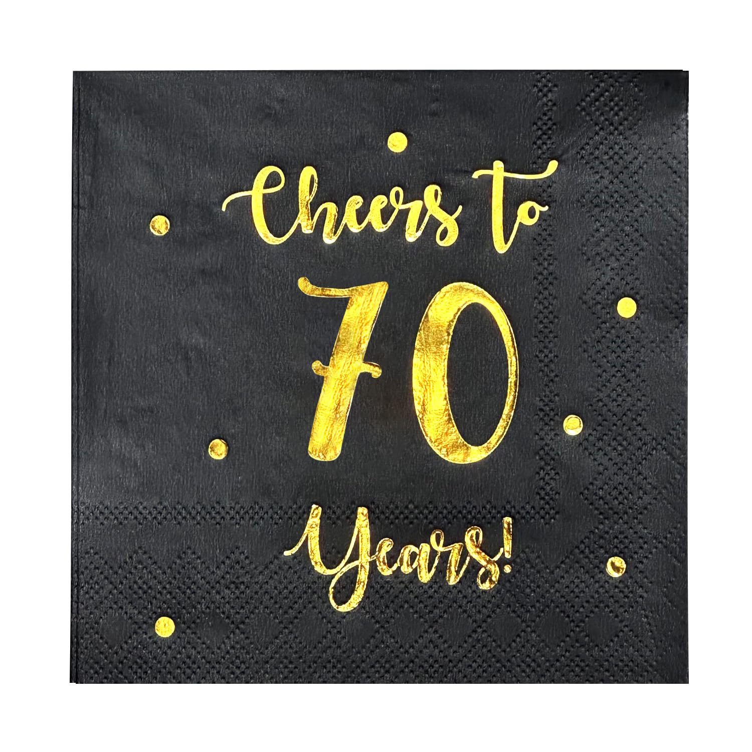 Tovaglioli da cocktail per 70 anni | Happy 70th Birthday Decorazioni per uomini e donne e decorazioni per feste di matrimonio | Confezione da 50 tovaglioli a 3 veli | 5 x
