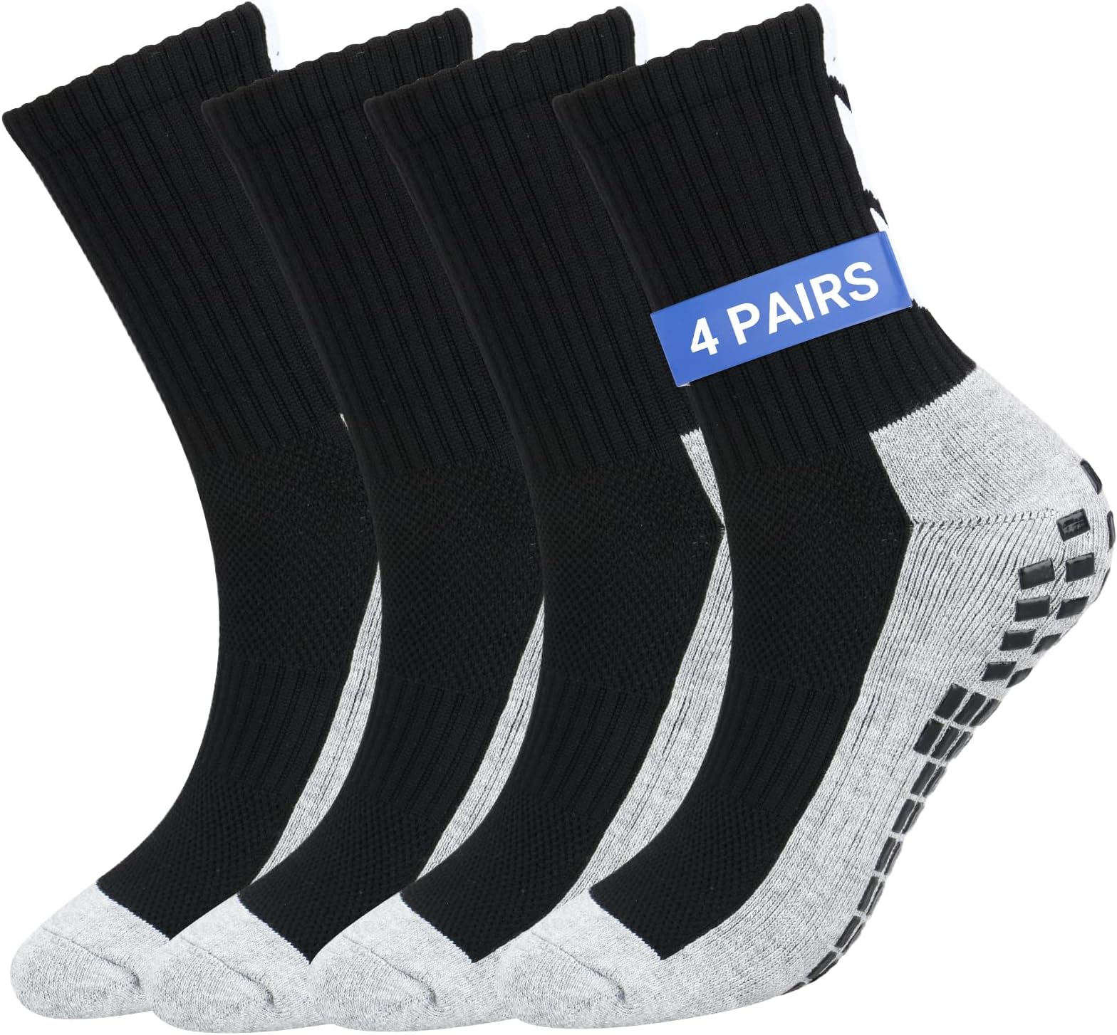 4 Pairs Grip Football Socks, Anti Slip Socks for Mens Women, Men's Running Socks Basketball Yoga Socks Athletic Sports Socks