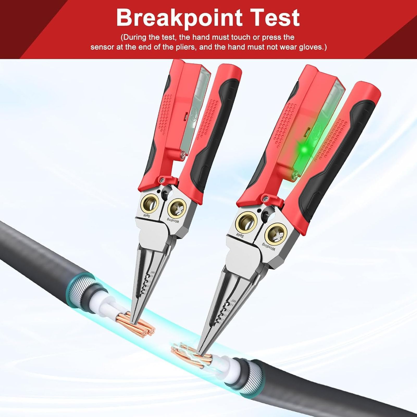 Pelacables 8 en 1 con probador de tensión, pinza eléctrica profesional multifuncional con cortacables y engarzado, herramientas de separación, pelado de cables (Verde)