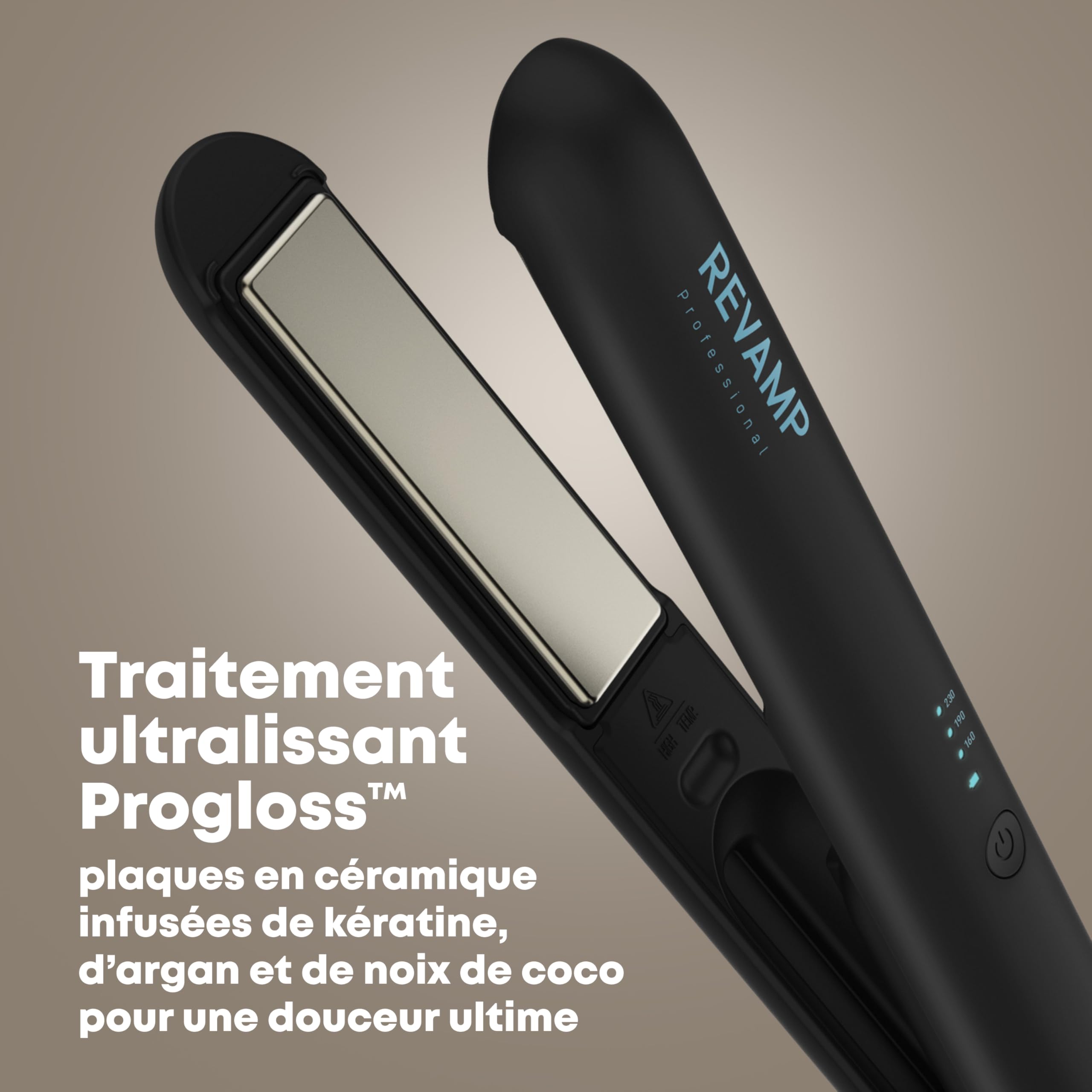 REVAMP iGen Lisseur Céramique Sans Fil - Lisseur Sans Fil Alimenté par Batterie - Appareil de Voyage Compatible avec le Mode Avion pour Cheveux Lisses, Ondulés et Bouclés