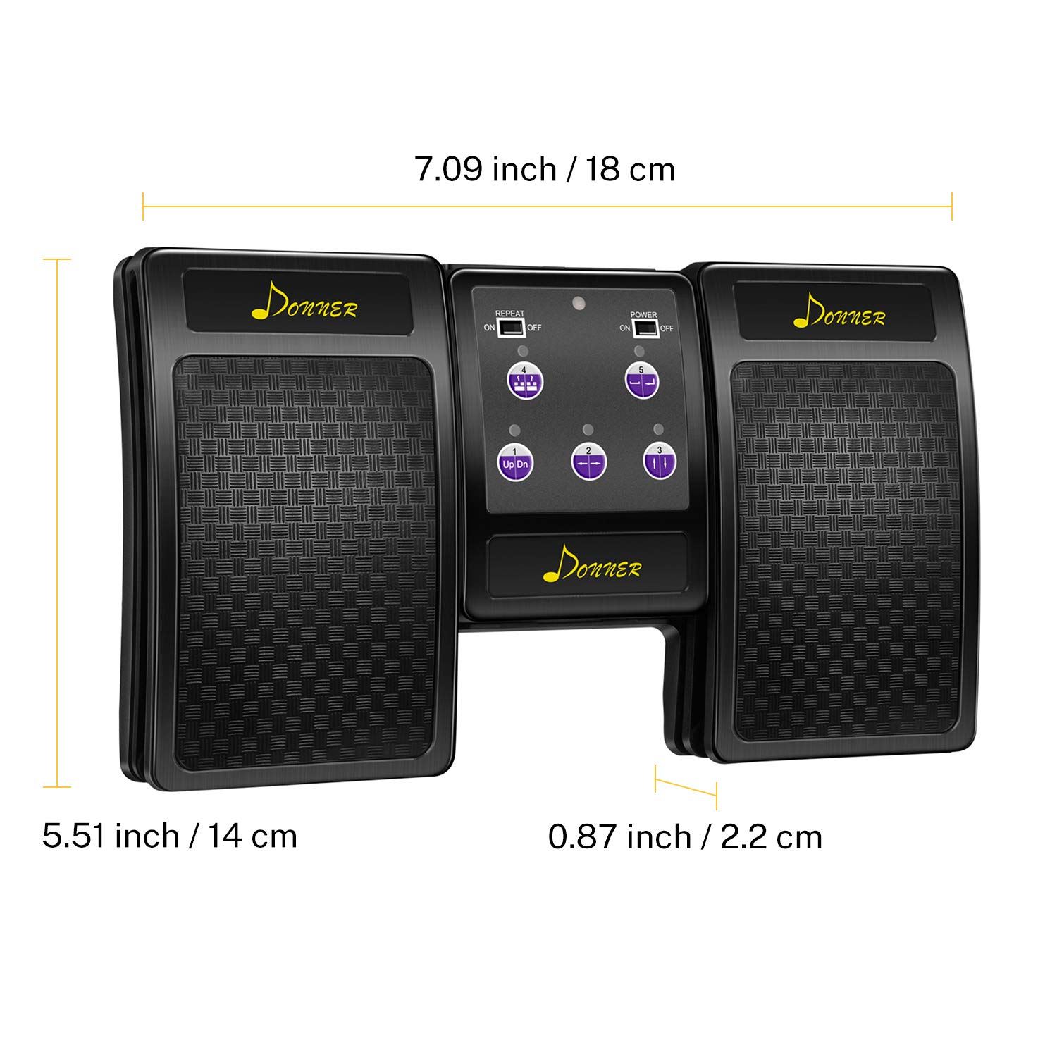 Donner Bluetooth Page Turner Pedal für Tablet Wiederaufladbar, Schwarz