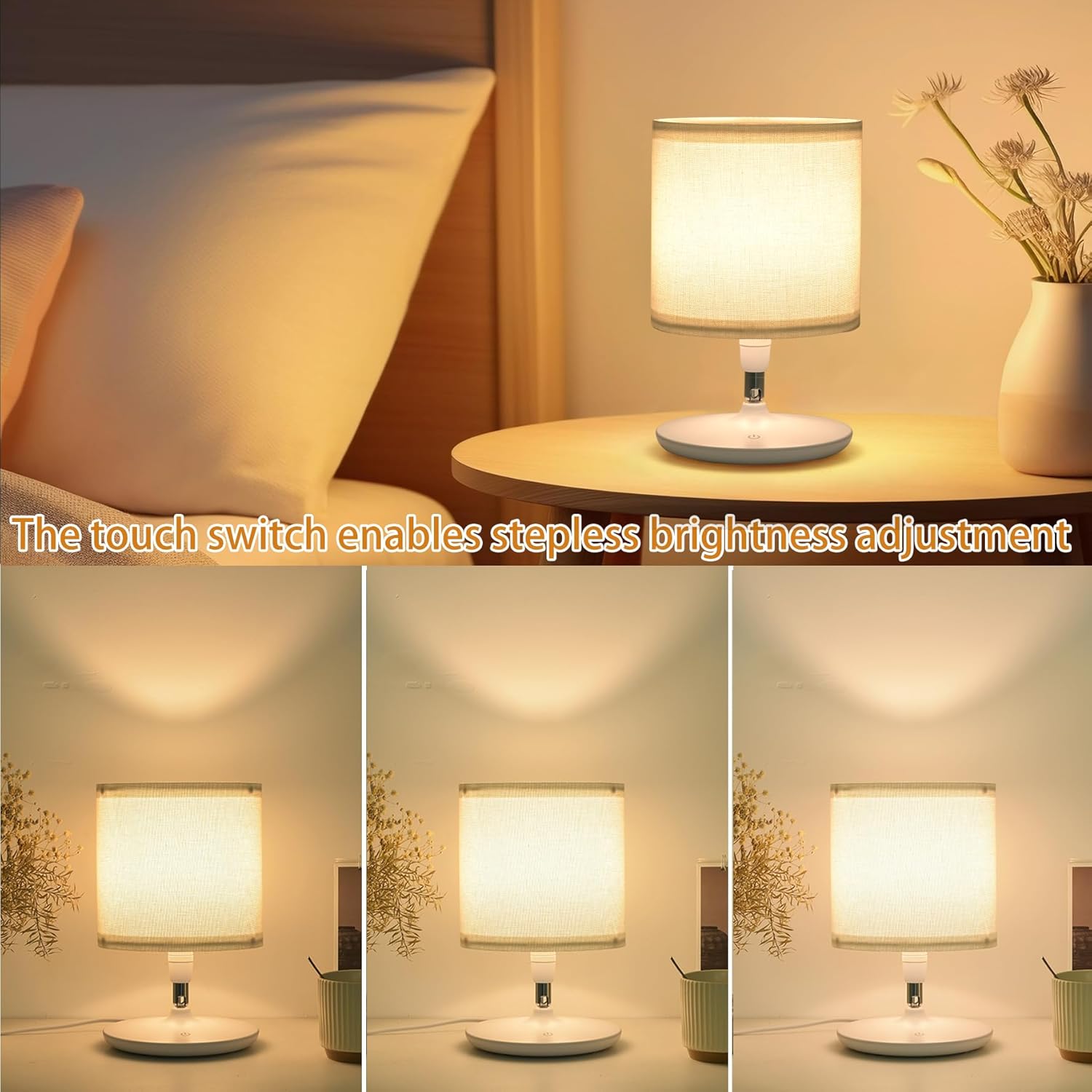 Table Lamps Set of 2 with USB C+A Ports, Table Lamp for Living Room Bedroom, Bedside Lamps for Nightstand with 2 Dimmable LED Bulbs Included