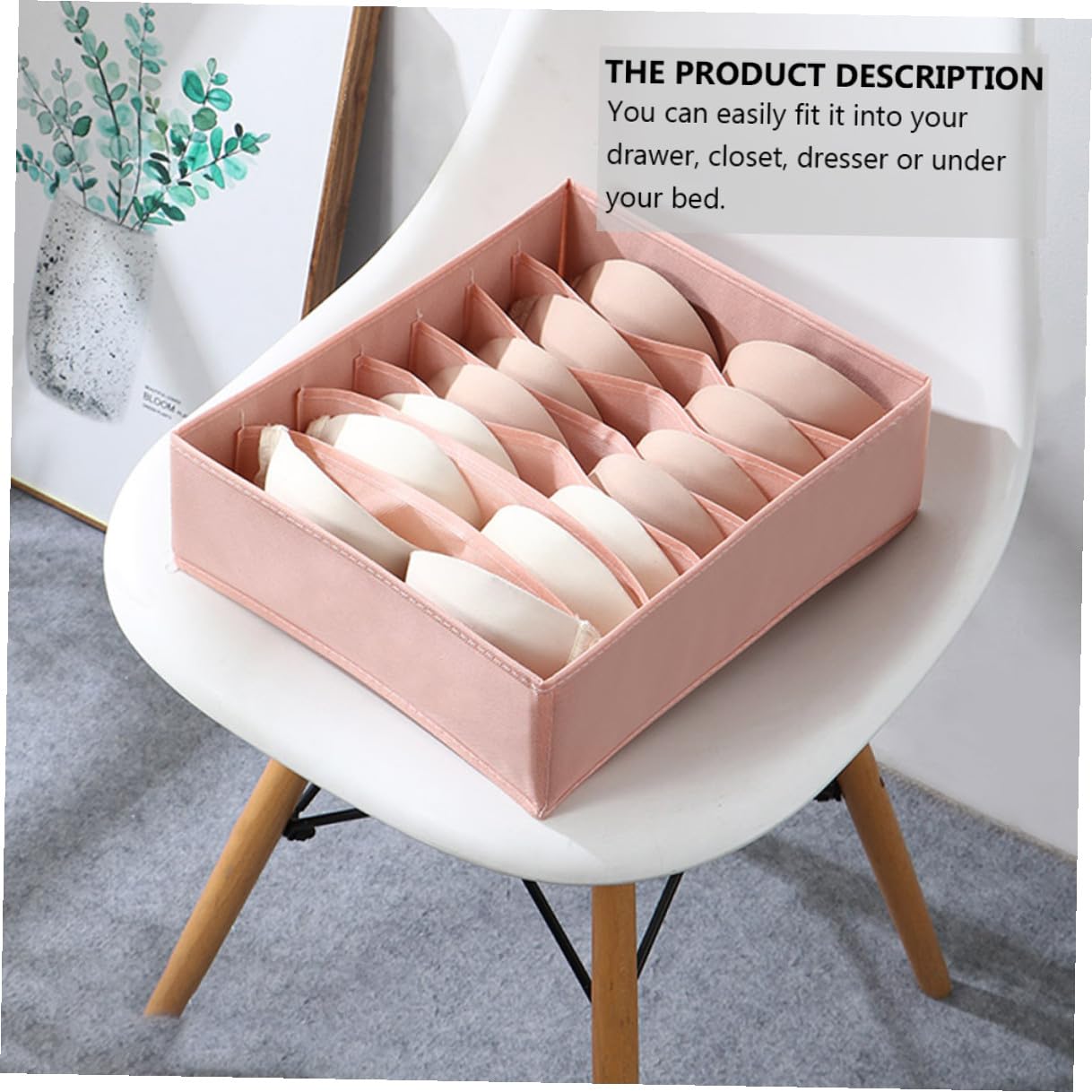 Organizador de Ropa Interior y Calcetines de Tela No Tejida Caja de Almacenamiento Portátil con Compartimentos para Viaje y Hogar Caja Organizadora de Ropa con Tapa Rosa
