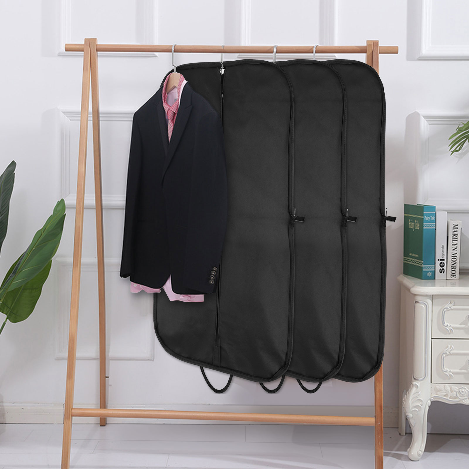 Bruce.® 7x Borsa Porta Abiti da Viaggio 120 x 60cm, Custodia Abiti con Cerniera Antitarme, Copriabiti da Armadio Antipolvere 120 GSM, Porta Abito da Viaggio Uomo e Donna