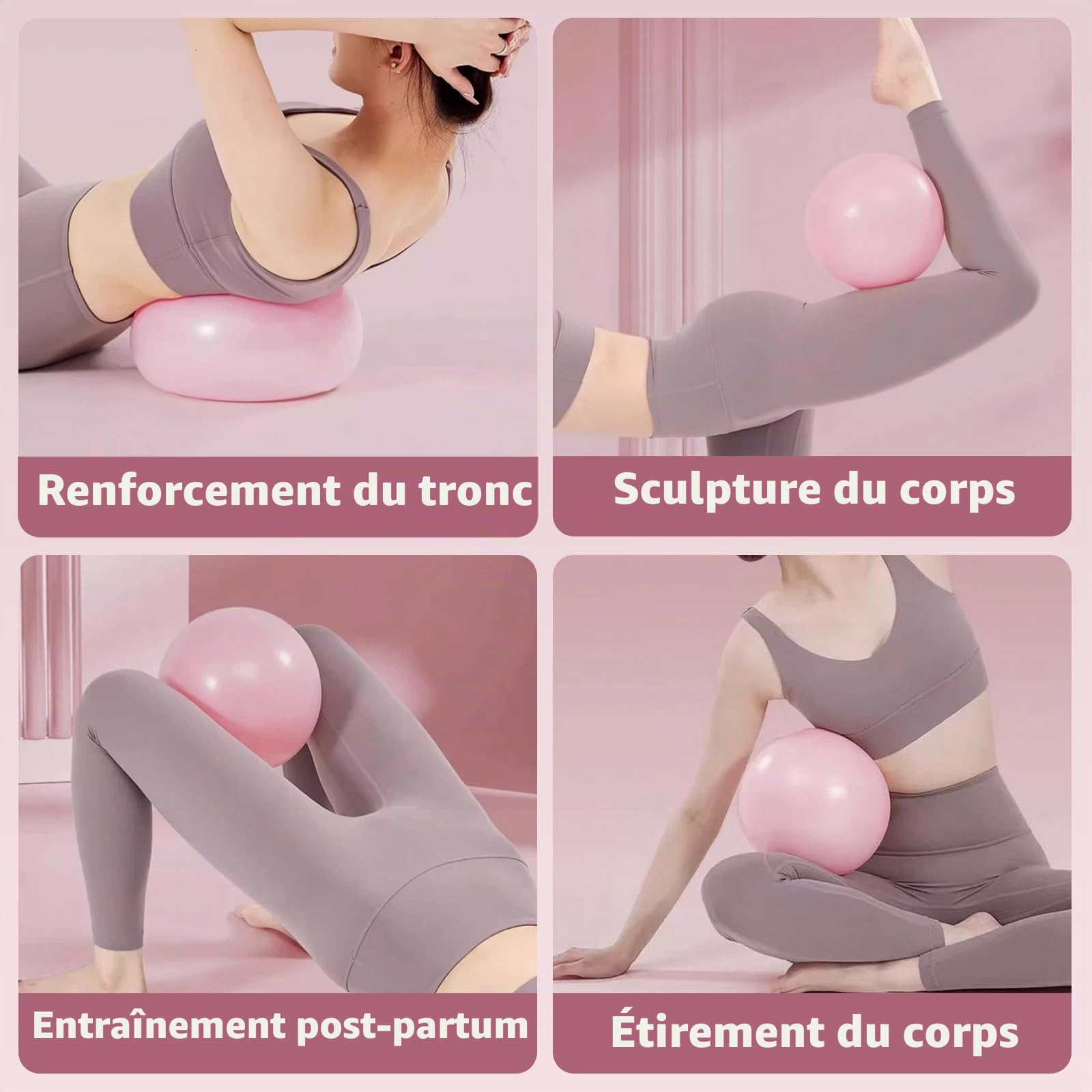Vortix Lot de 3/6 balles de Pilates 25 cm – Anti-explosion, antidérapantes – Ballon de gymnastique avec tuyau gonflable, pour yoga et muscles du plancher pelvien
