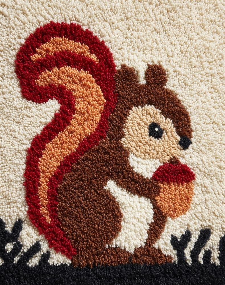 FWRTYCB Latch Hook Rug Kits,Squirrel and nut
