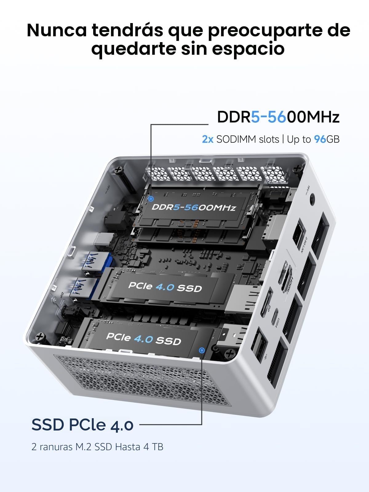 MINISFORUM Mini PC UM880 Plus con AMD Ryzen 7 8845HS (8C/16T, hasta 5,1 GHz),Mini computadora Radeon 780M, 32GB DDR5, 1TB PCIe4.0 SSD, OCuLink, 5 Puertos USB, Triple Pantalla con HDMI+DP+USB4, Wifi6e