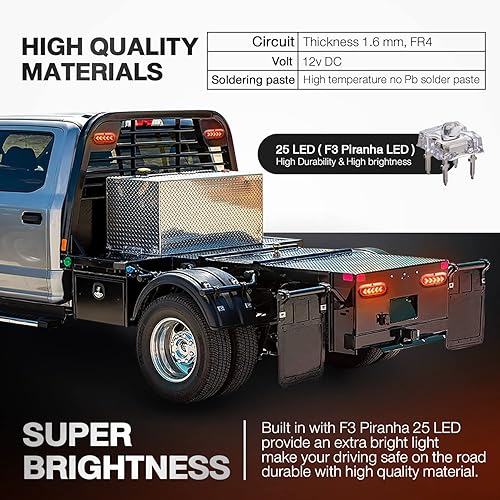 Miniatura 6 de MADCATZ Flecha ovalada de 6 pulgadas, luces de freno de giro de 25 LED, lente rojaluz para camión, remolque, luz de marcador de cola impermeable, 12