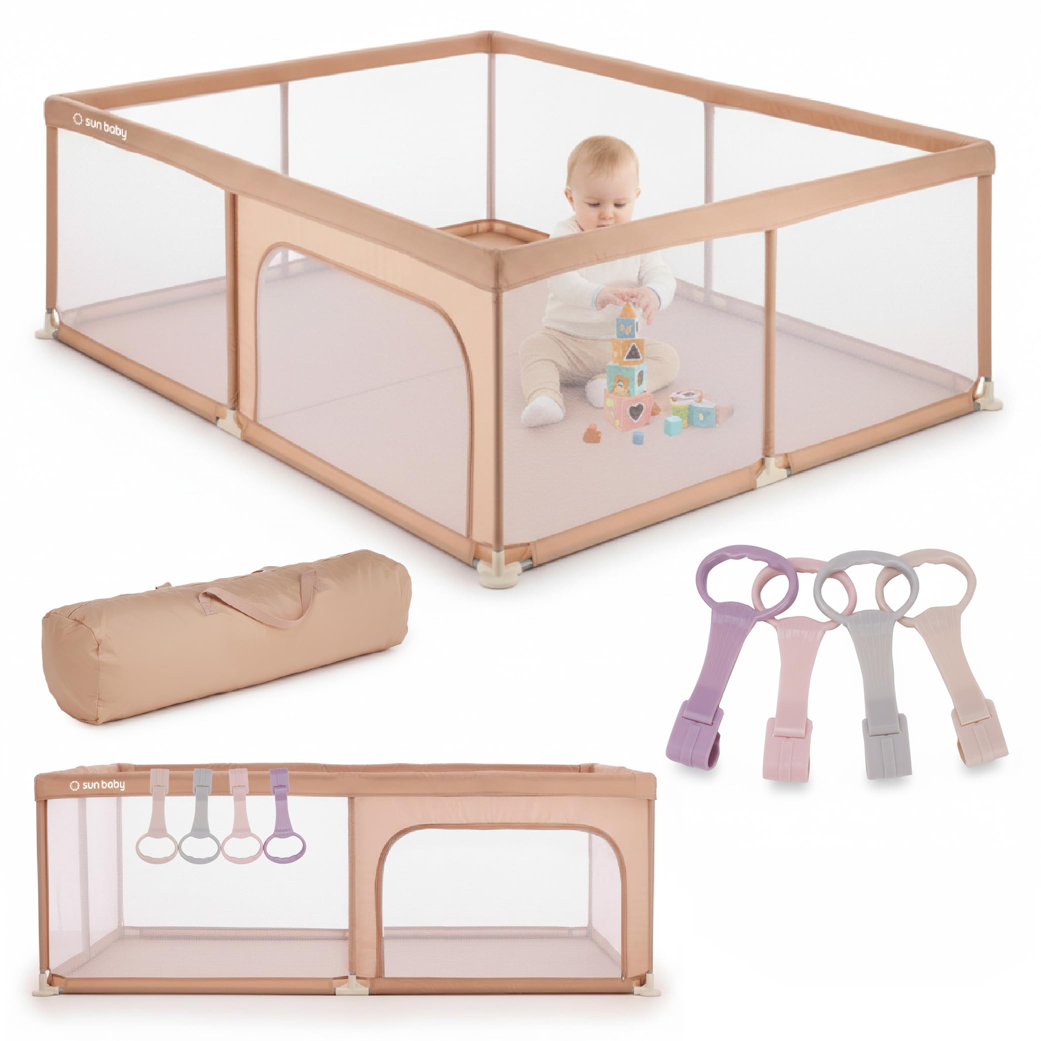 sun baby Kinderbox met roze handvat 150x200 cm 0-2 jaar Zalm