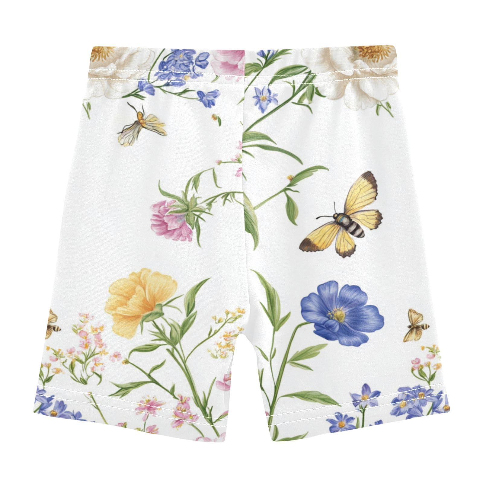 Caihoyu Toddler Girls Shorts Basic Cotton Romper Shorts Outfits Clothes for Dance Party 4T Spring Flowers Peonies Bellflower Butterflies Bees