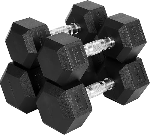 60 LB-100 LB Hex Dumbbells Set, 5-30 LB PVC Hex Dumbbell Weights Set for Strength Training, Exercise & Fitness Dumbbells, 60 LBS (5x2+10x2+15x2), 100 LBS (20x2+30x2), Black