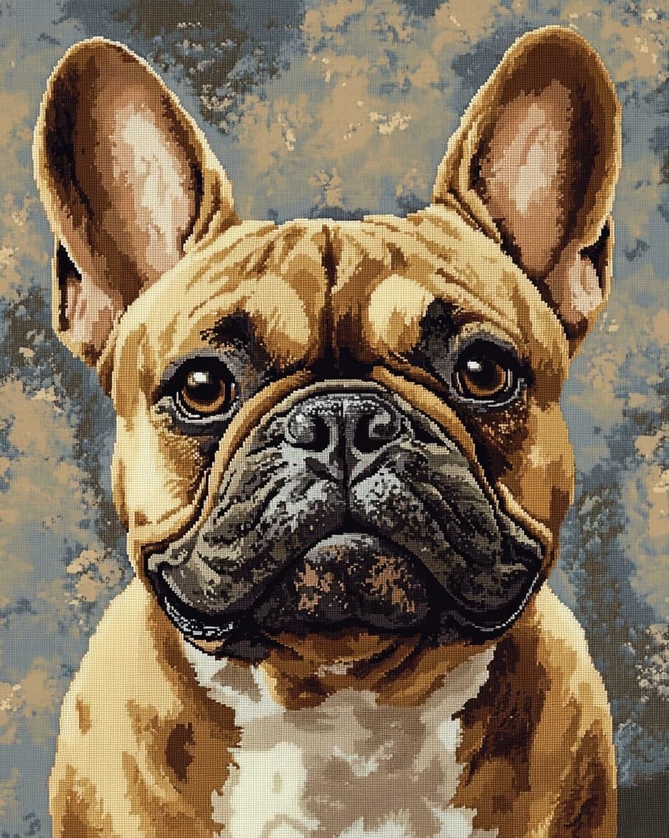 WallustrioaW Cross Stitch Embroidery Kits for Adults,French Bulldog,Embroidery Starter Kits 11CT Stamped Cross Stitch DIY Crafts Gift,16x20in
