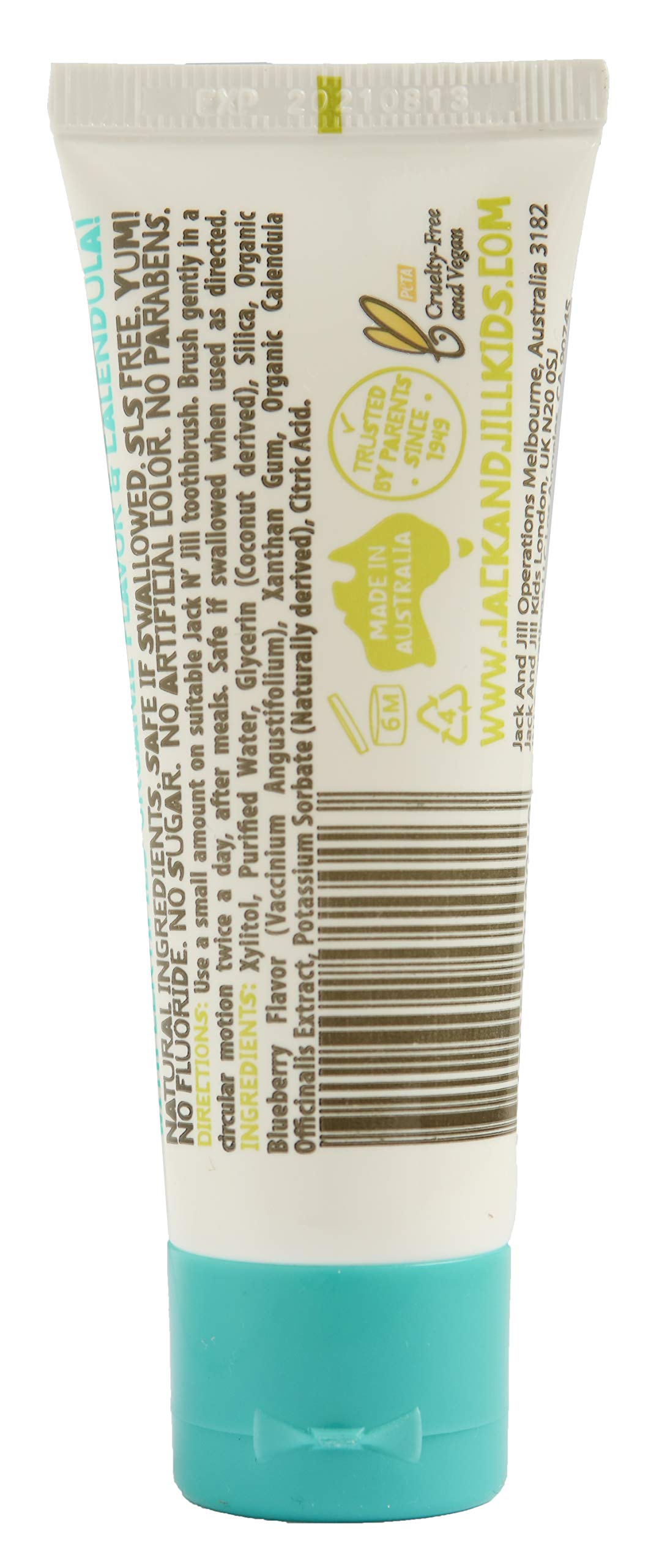 Jack N' Jill Kids Natural Toothpaste, Made With Natural Ingredients, Helps Soothe Gums & Fight Tooth Decay, Suitable From 6 Months+ - 2 x Banana & 1 x Blueberry Flavour Bundle 50g