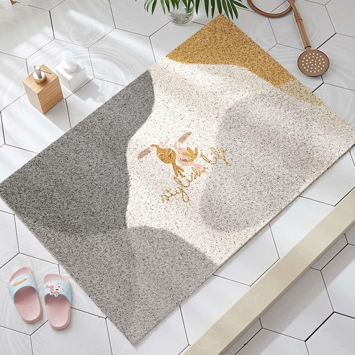 Alfombrilla de ducha antideslizante de lufa para ducha interior/baño, 100 x 120 cm, permeabilidad al agua, alfombra de bañera de PVC con textura suave, antimoho, secado rápido