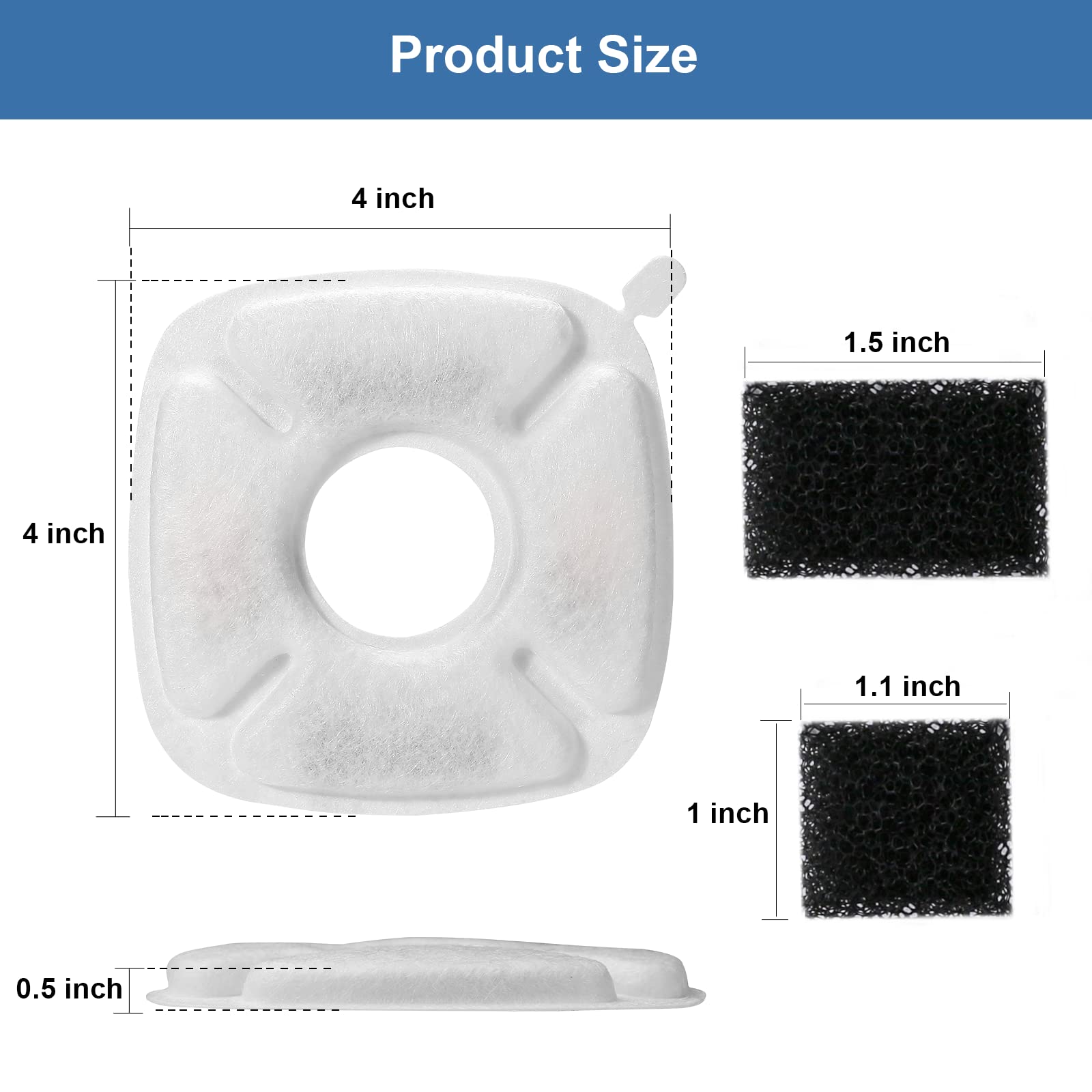 24 Pcs Cat Fountain Replacement Filters 12 Pack Replacement Filters with 12 Pack Pre-Filter Sponges Pet Fountain Filter — view 8